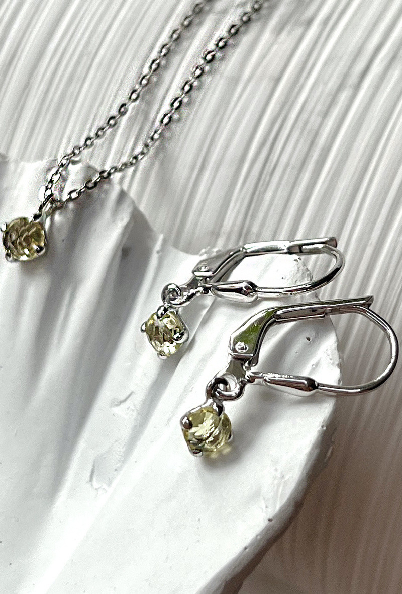 Grossiste OPALOOK FRANCE - Collier avec quartz jaune, argent 925, 42 + 3 cm - CJF-CL020-QL