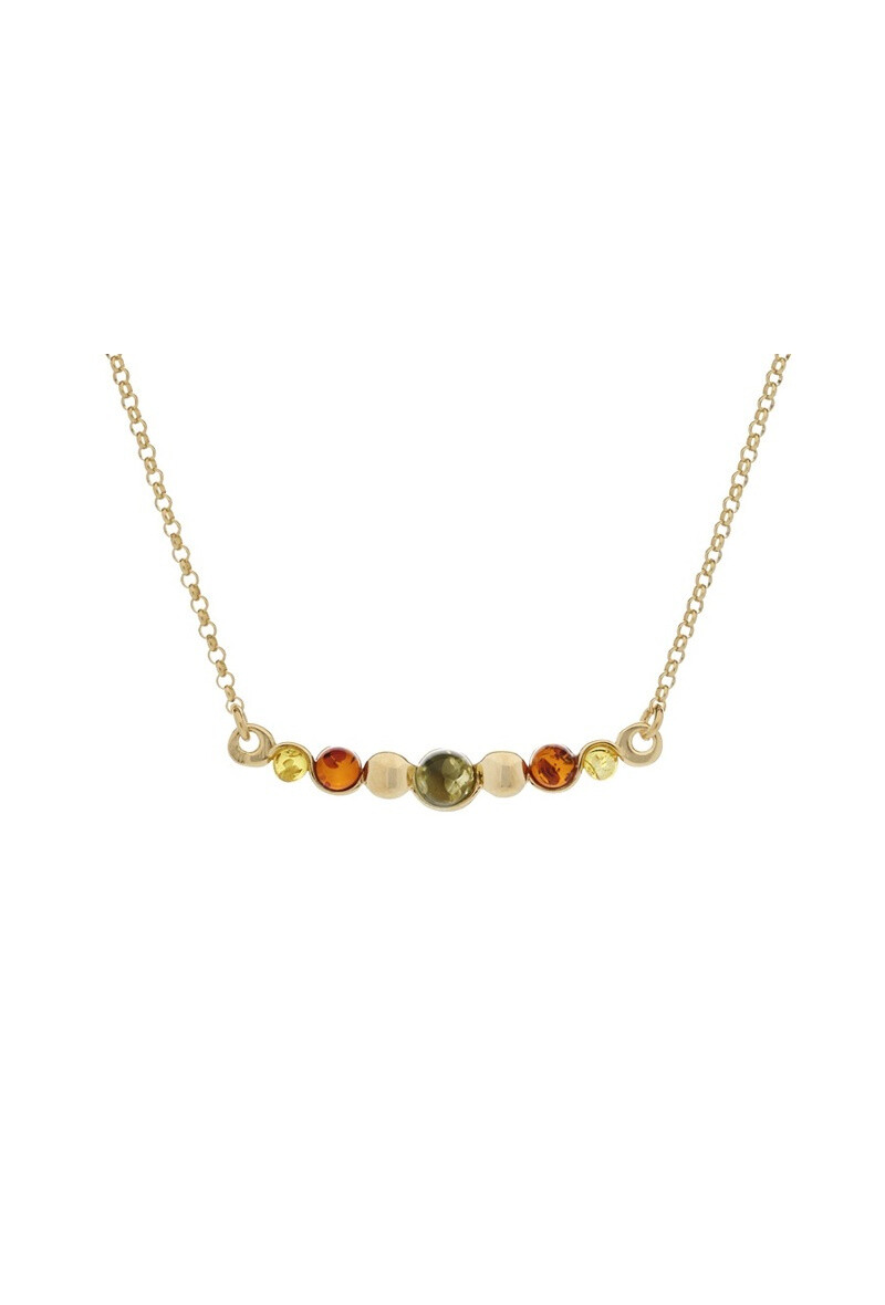 Wholesaler OPALOOK FRANCE - Necklace with amber, gold-plated silver 925, 42 + 4cm - AJWK1-267MD