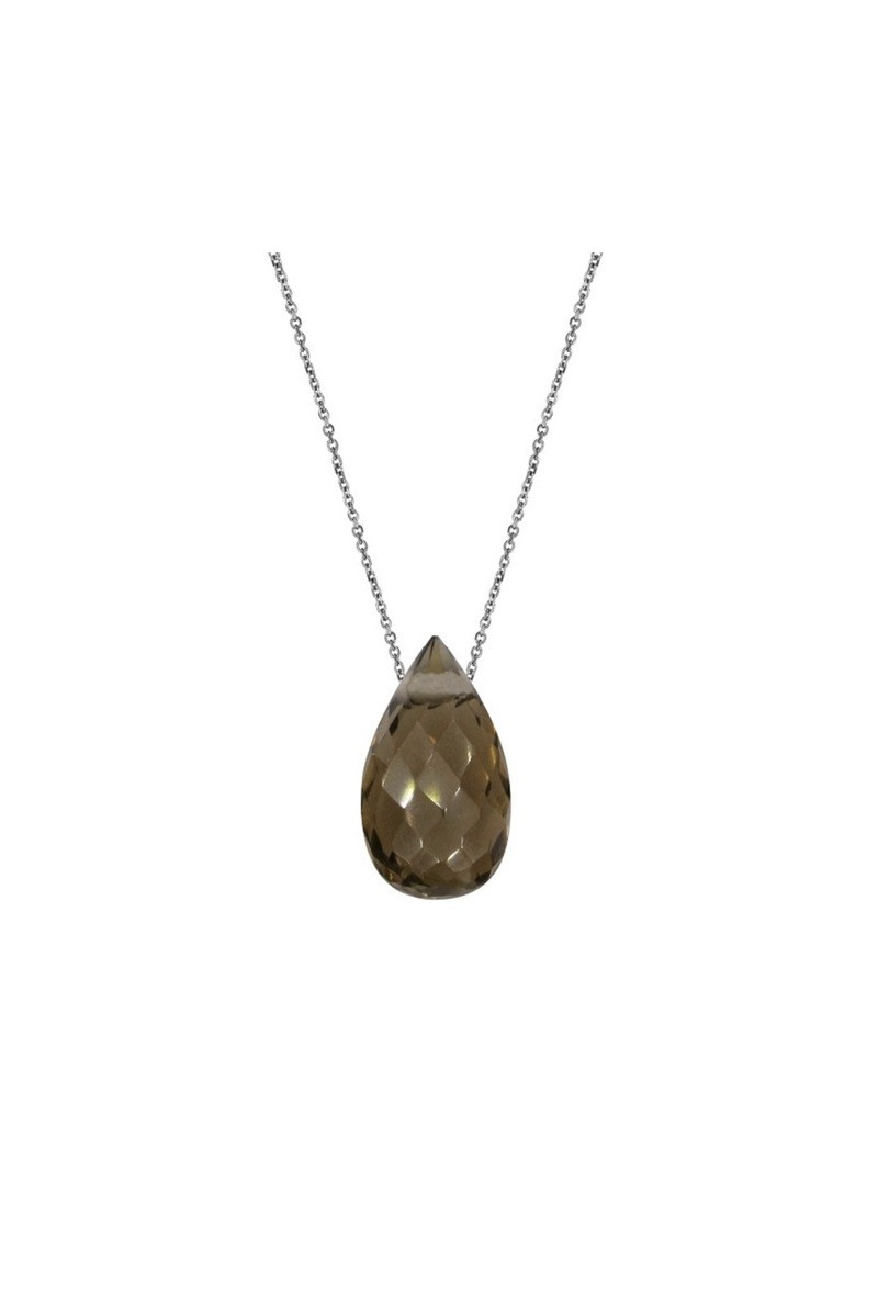 Grossiste OPALOOK FRANCE - Collier quartz fumé, argent 925, longueur 42 + 3 cm - COS-CL015