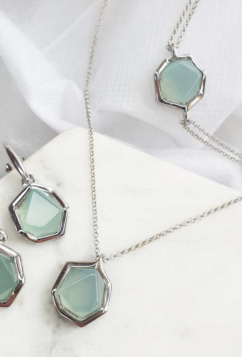 Wholesaler OPALOOK FRANCE - Aqua aqua tinted necklace, 925 silver, 42 + 3 cm - CKL -CL005
