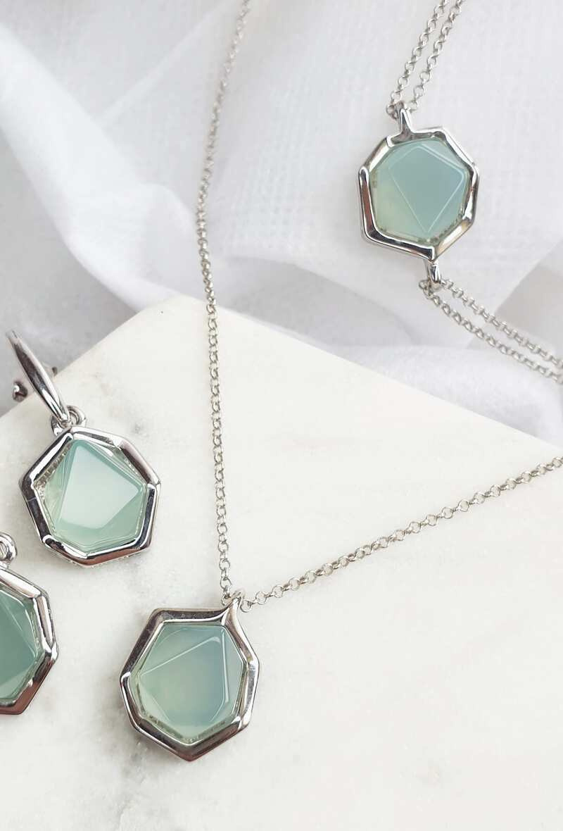Grossiste OPALOOK FRANCE - Collier agate aqua teintée, argent 925, 42 + 3 cm - CKL-CL005