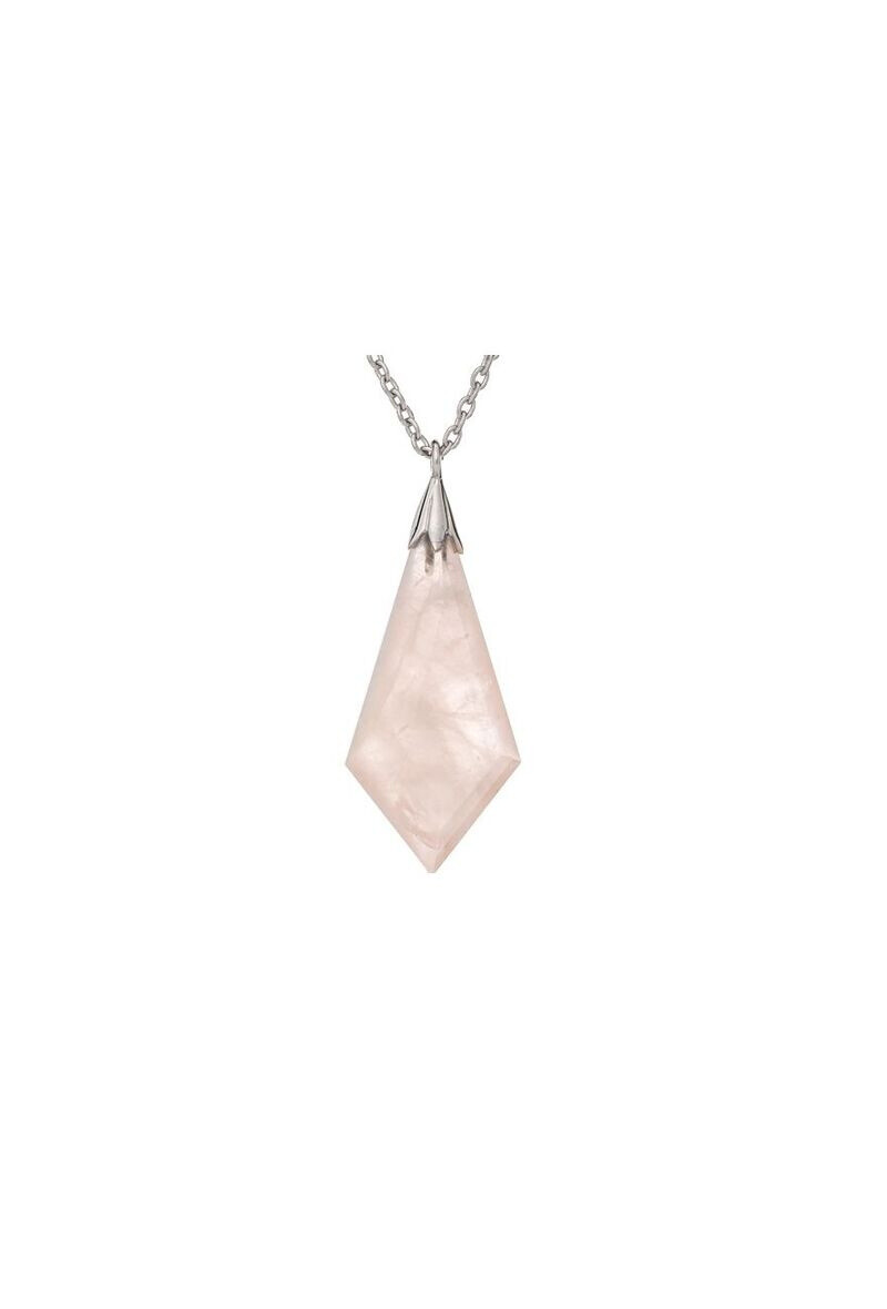 Necklace with pink drop, silver, 45 + 3 cm - CJF -CL008 - Pink - 2 - large format