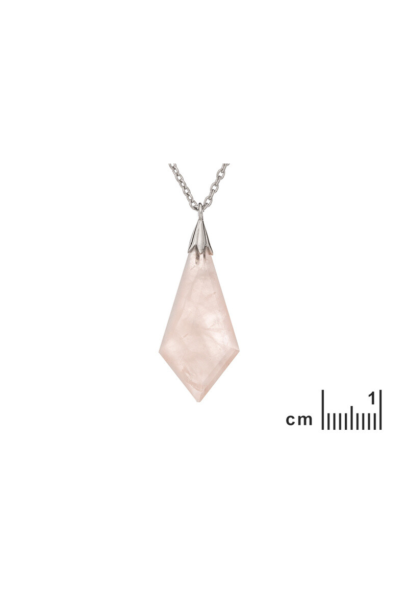 Necklace with pink drop, silver, 45 + 3 cm - CJF -CL008 - Pink - 3 - large format