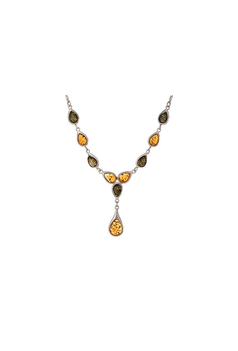 Grossiste OPALOOK FRANCE - Collier avec ambre cognac, argent 925, 41 + 3 cm - KL748-1891NR