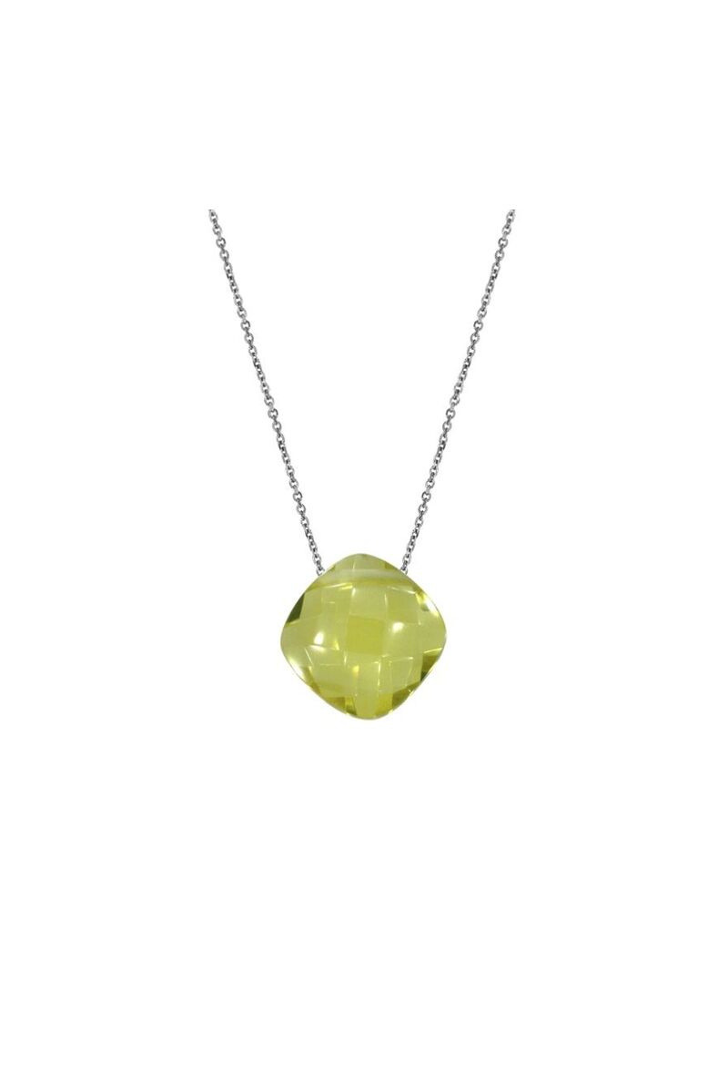 Grossiste OPALOOK FRANCE - Collier quartz jaune, argent 925, longueur 42 + 3 cm - COS-CL004