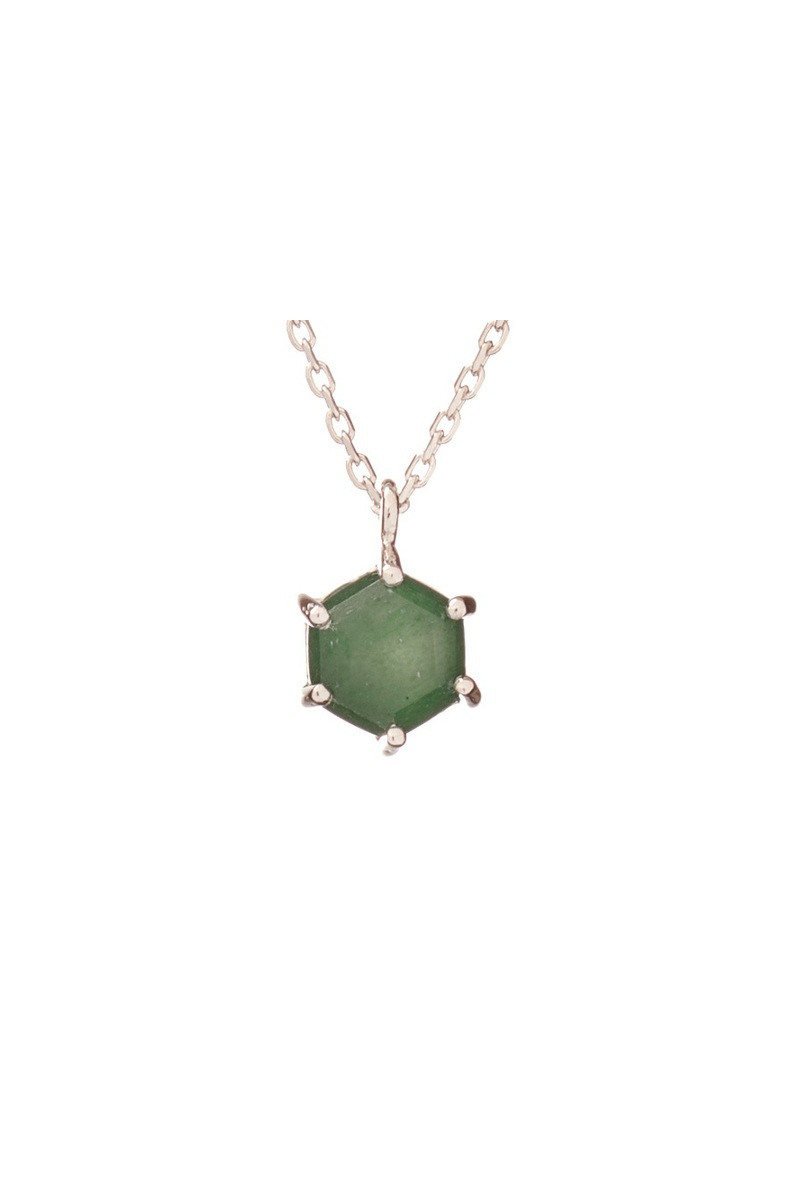 Grossiste OPALOOK FRANCE - Collier avec aventurine verte, en Argent, 42 + 3 cm - CJF-CL060