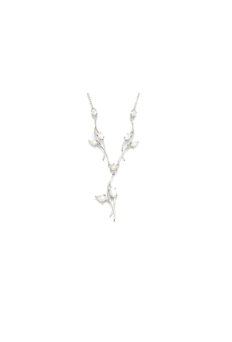Grossiste OPALOOK FRANCE - Collier avec opale blanche, argent 925, longueur 42 + 3 cm - 03883NOZ