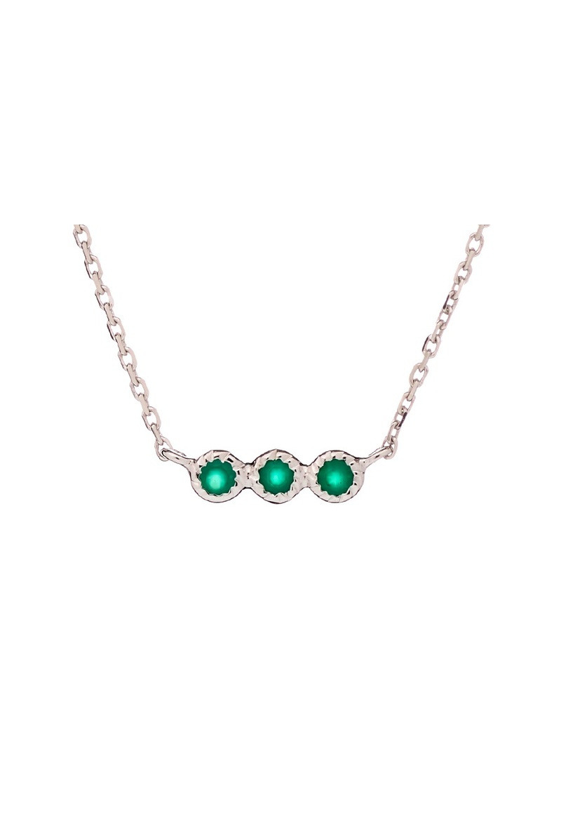 Grossiste OPALOOK FRANCE - Collier avec onyx vert rond, en argent rhodié 925 - CJF-CL093R