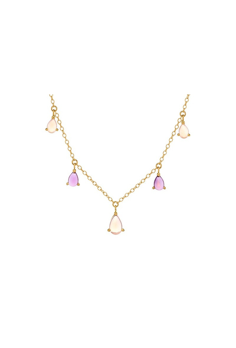 Grossiste OPALOOK FRANCE - Collier avec améthyste et quartz rose, argent doré 925 - CJF-CL102D
