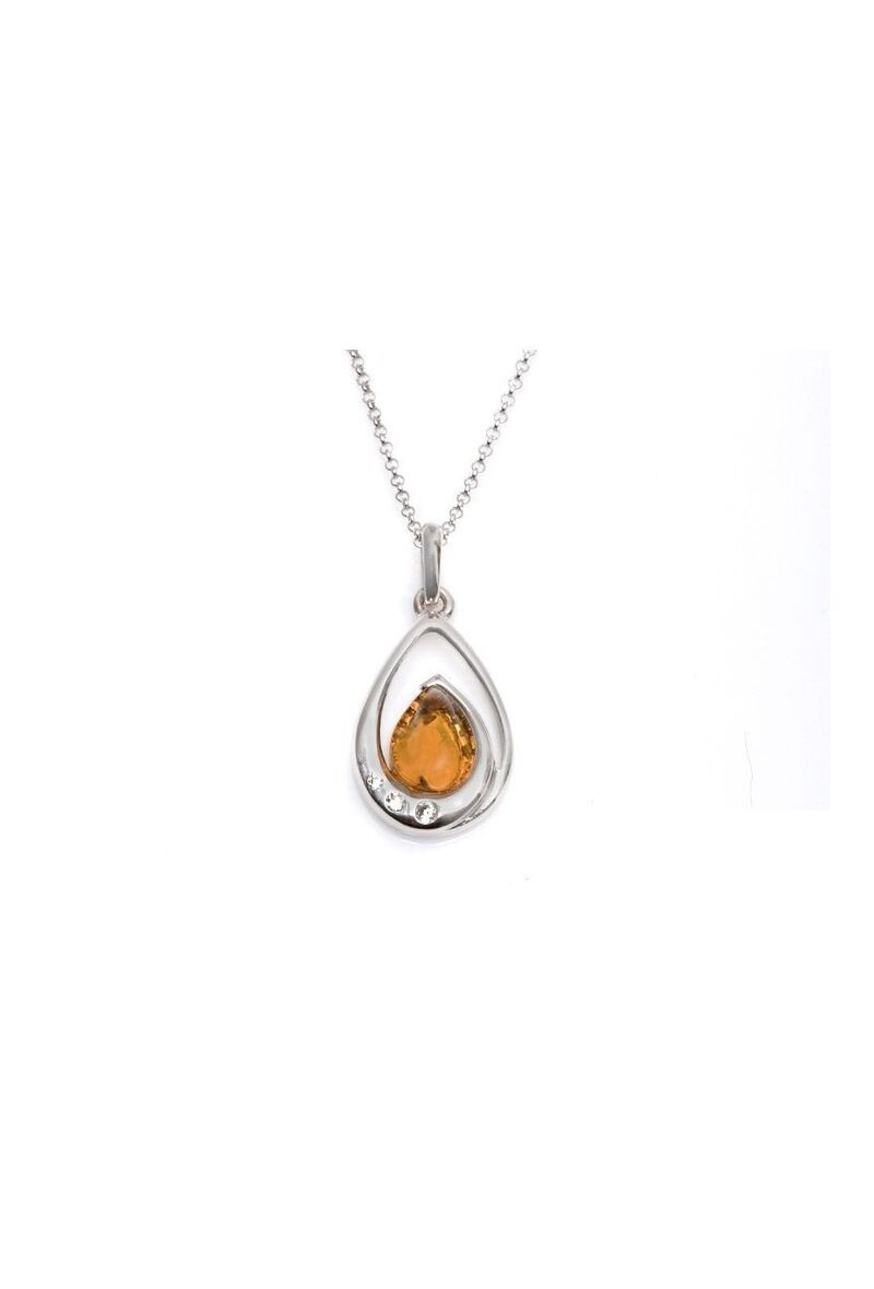 Grossiste OPALOOK FRANCE - Collier ambre et cristal swarovski, argent, 42 + 3 cm - KL795-1941NR