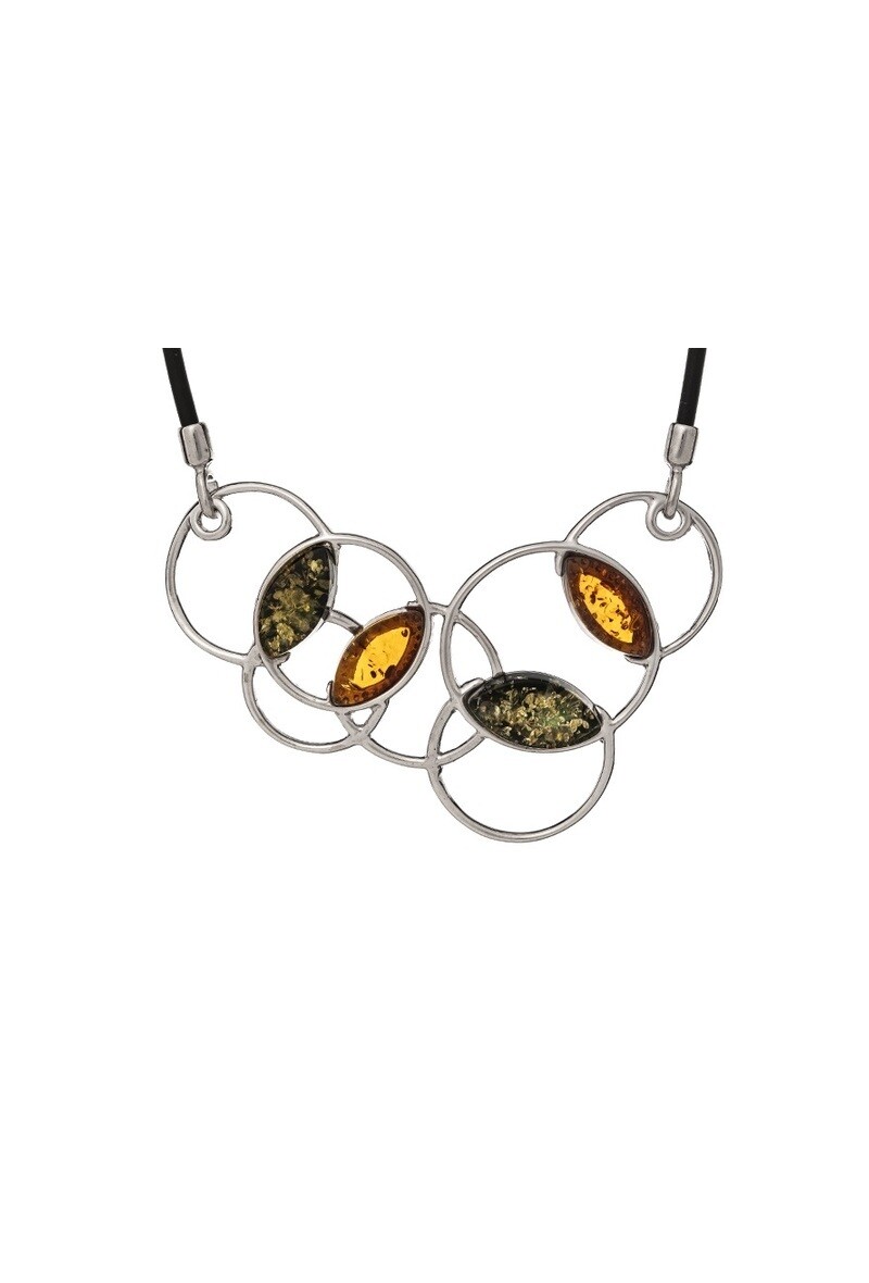 Grossiste OPALOOK FRANCE - Collier avec ambre cognac navette, argent 925, 42 + 5 cm - KL550-362NR