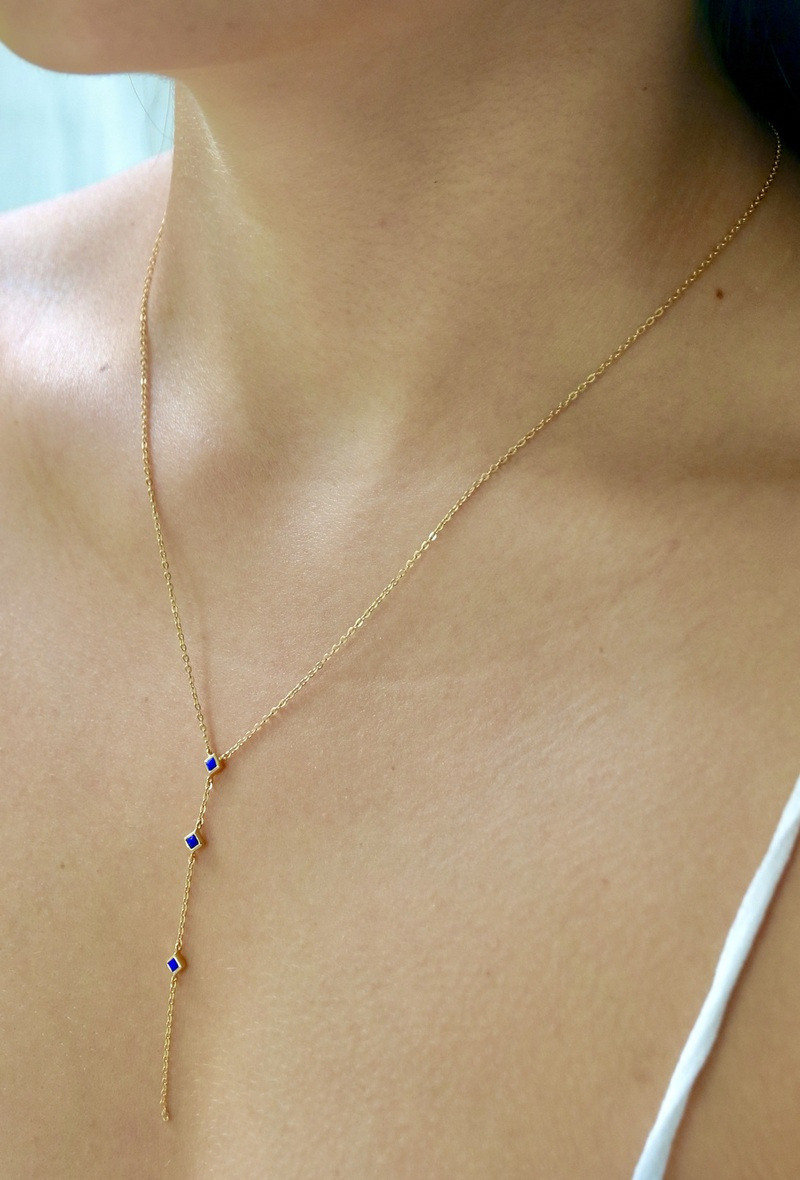 Grossiste OPALOOK FRANCE - Collier lapis-lazuli bleu, argent doré 925, 42 + 3 cm - CJF-CL081D