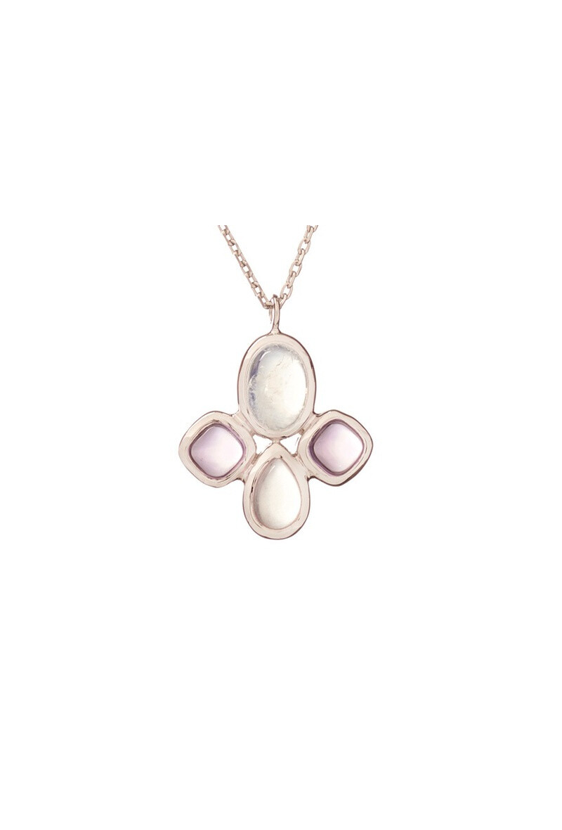 Wholesaler OPALOOK FRANCE - Necklace with multiple stones, 925 silver, 42 + 3 cm - CJF-CL050