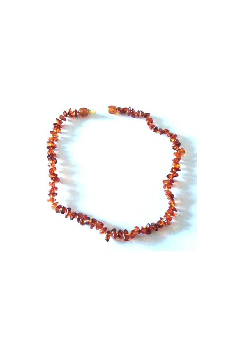 Wholesaler OPALOOK FRANCE - Necklace with Amber Cognac Chips, 32 - 33 cm - NB33 -Clip