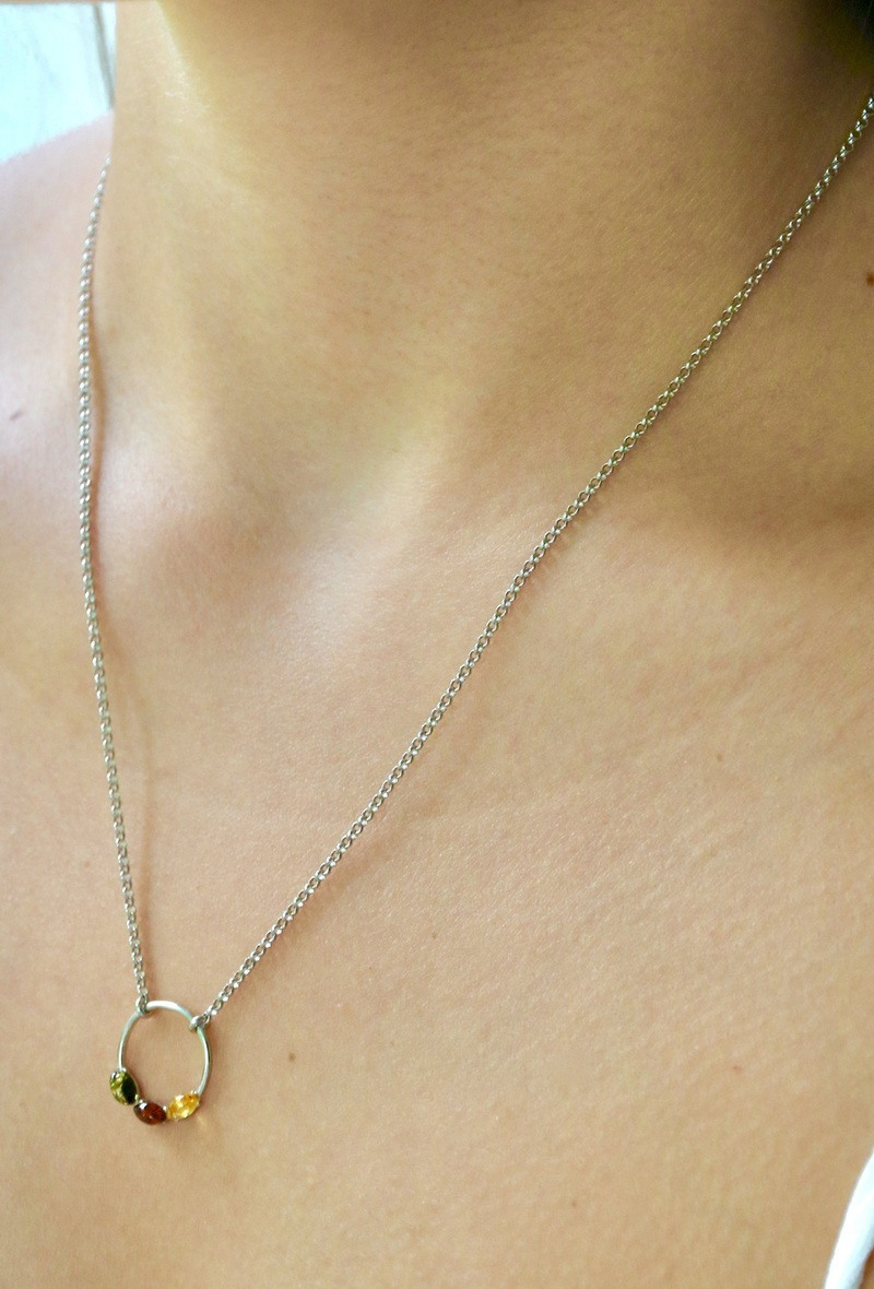 Grossiste OPALOOK FRANCE - Collier ambre multicolore, argent 925, longueur 45 +3 cm - ZI4203NMR