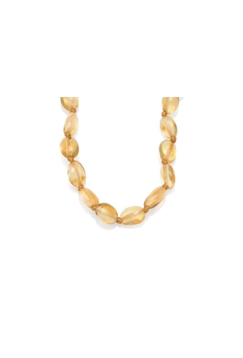 Wholesaler OPALOOK FRANCE - Necklace with amber honey olive, 32 - 33 cm - gan33omi -cli