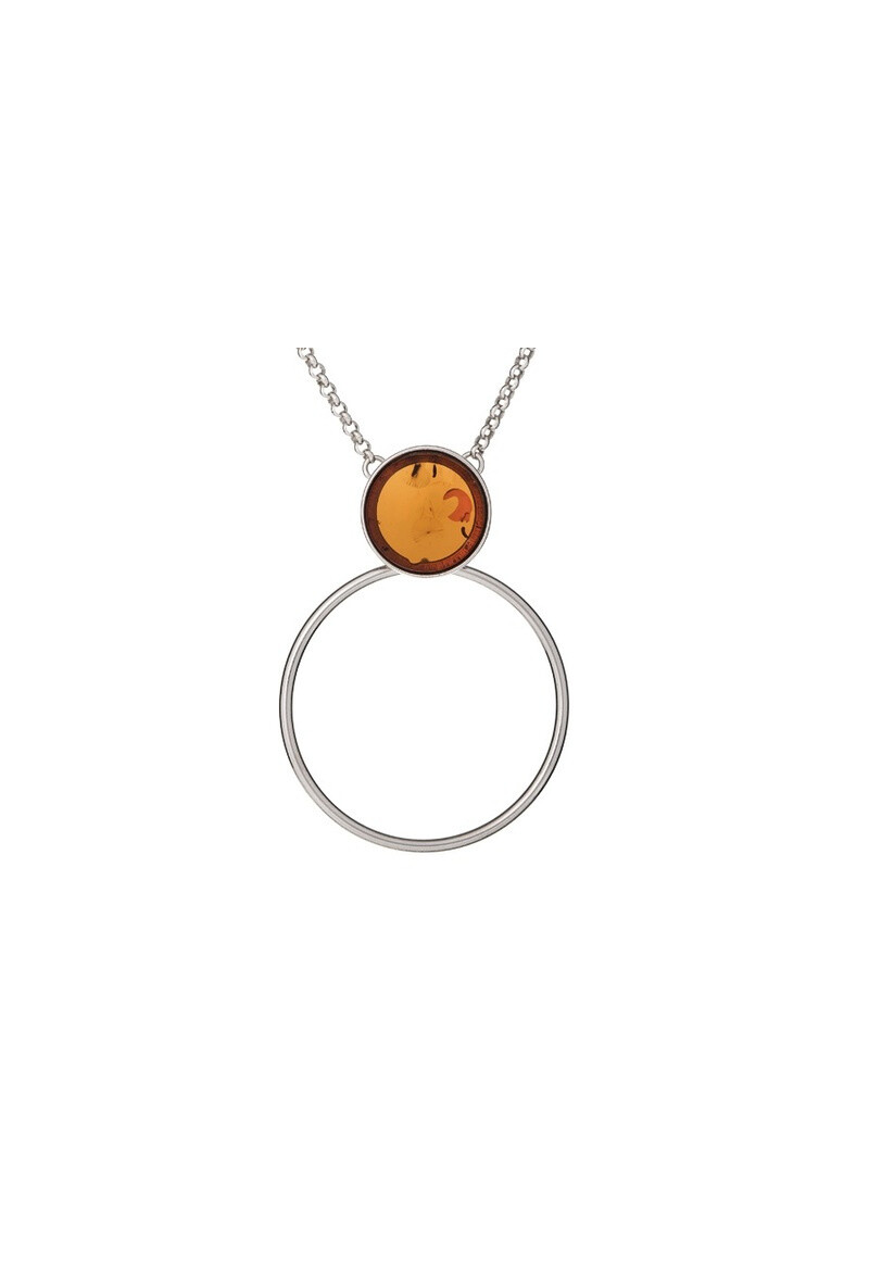 Wholesaler OPALOOK FRANCE - Necklace with cognac amber, 925 silver, length 42 + 3 cm - SA3934NOR