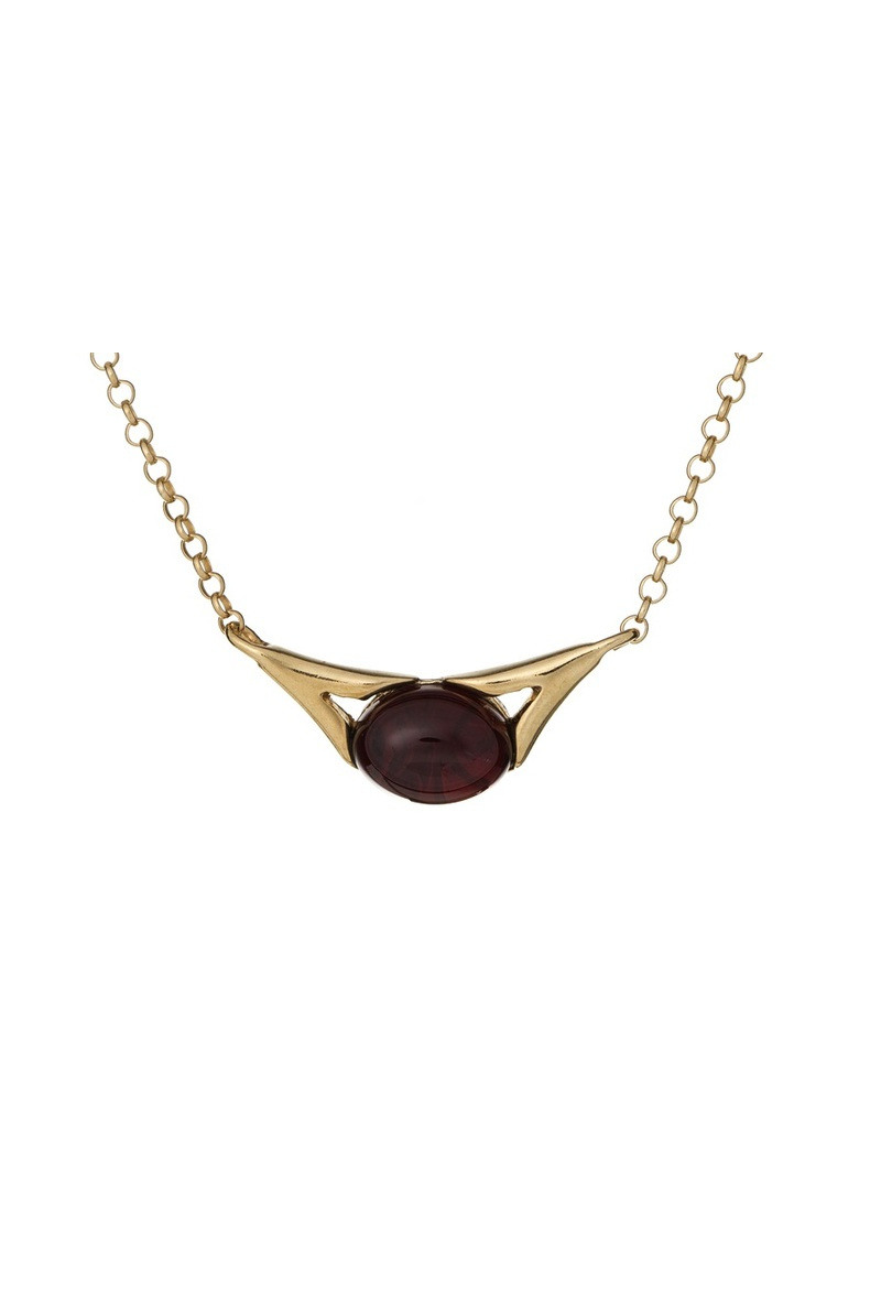 Grossiste OPALOOK FRANCE - Collier ambre cognac, argent doré 925, 40 + 5 cm - KL1044-460ND
