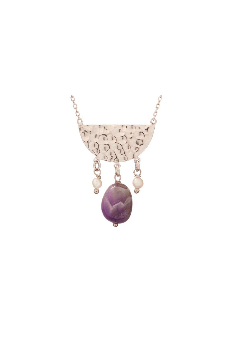 Grossiste OPALOOK FRANCE - Collier avec améthyste et perles, en Argent, 42 + 3 cm - SAK-CL04R