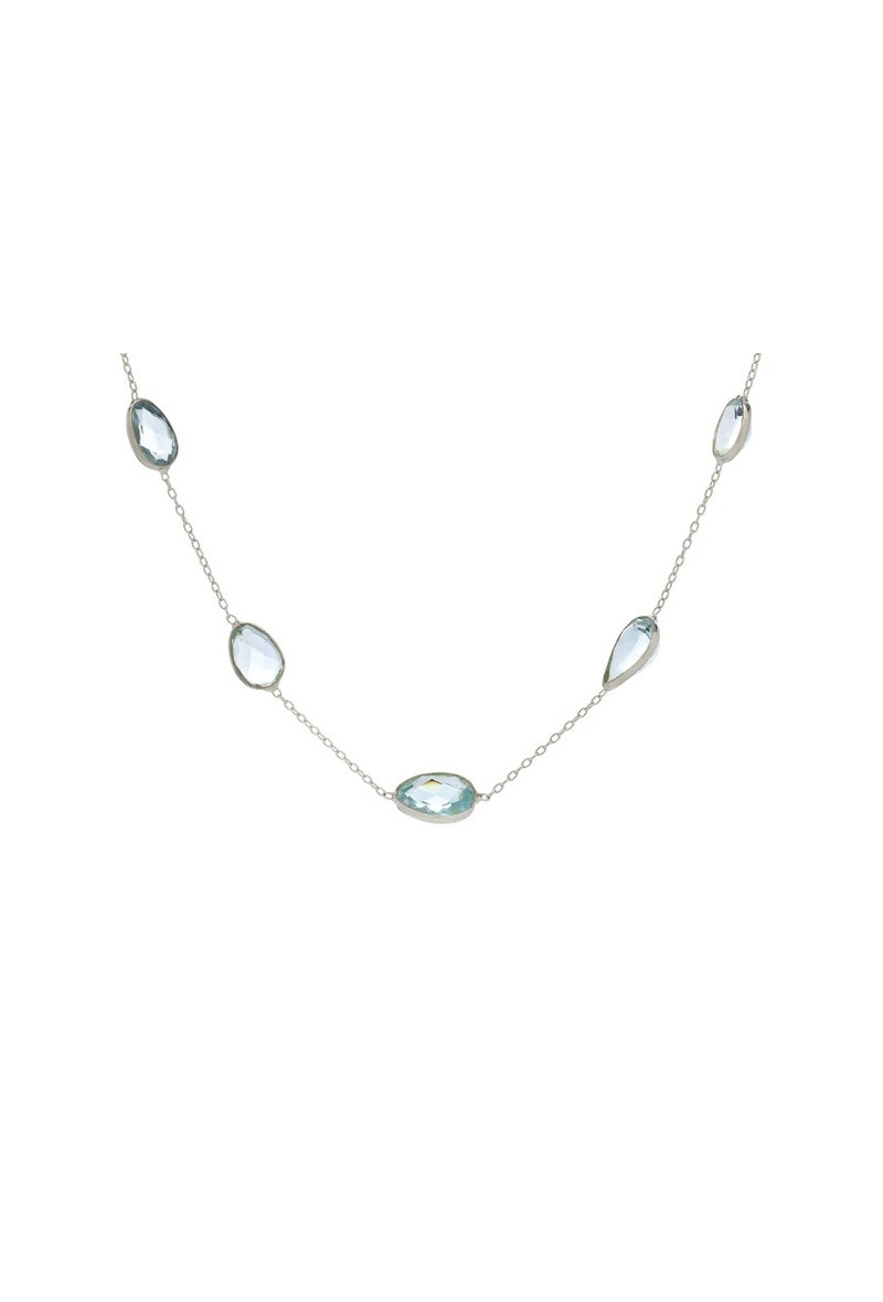 Grossiste OPALOOK FRANCE - Collier avec topaze bleue, argent rhodié 925, 41 + 5 cm - CCP-CL026