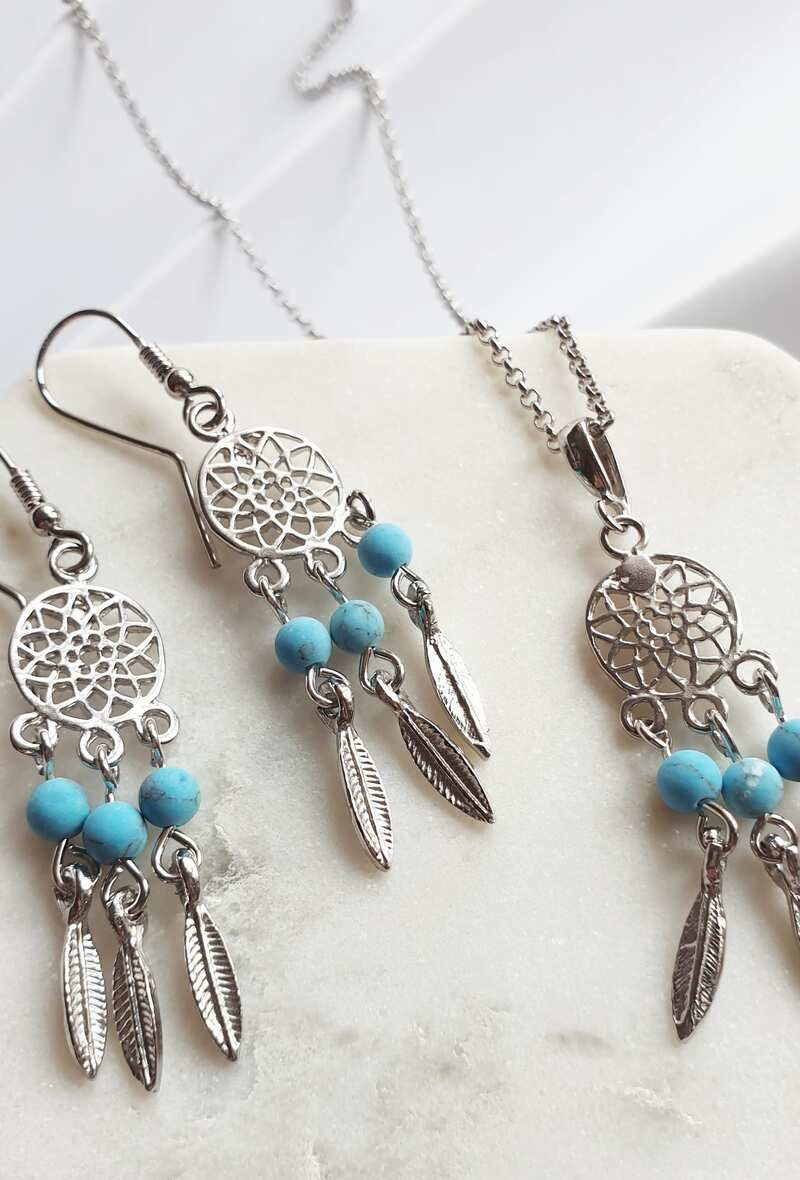 Grossiste OPALOOK FRANCE - Collier avec turquoise ronde, argent 925, 42 + 3 cm - CKM-CL013-TQ