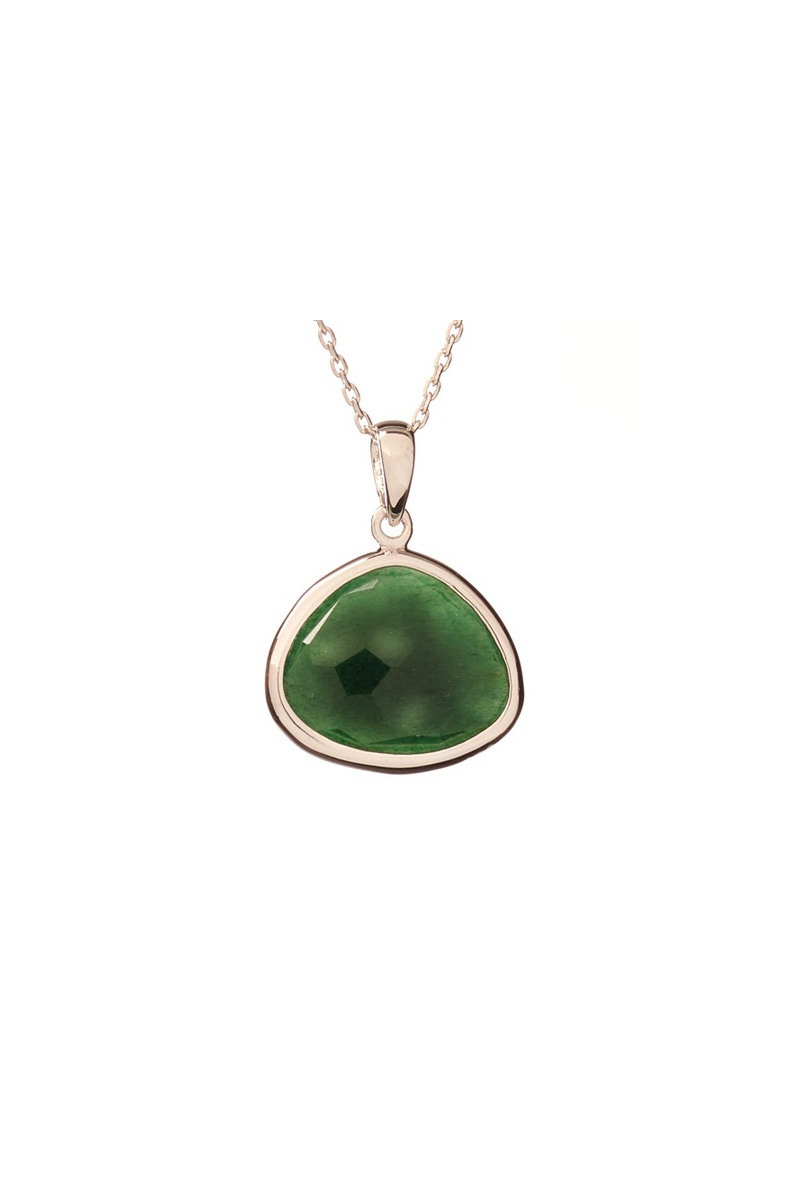 Grossiste OPALOOK FRANCE - Collier avec aventurine verte, en Argent, 42 + 3 cm - CJF-CL071