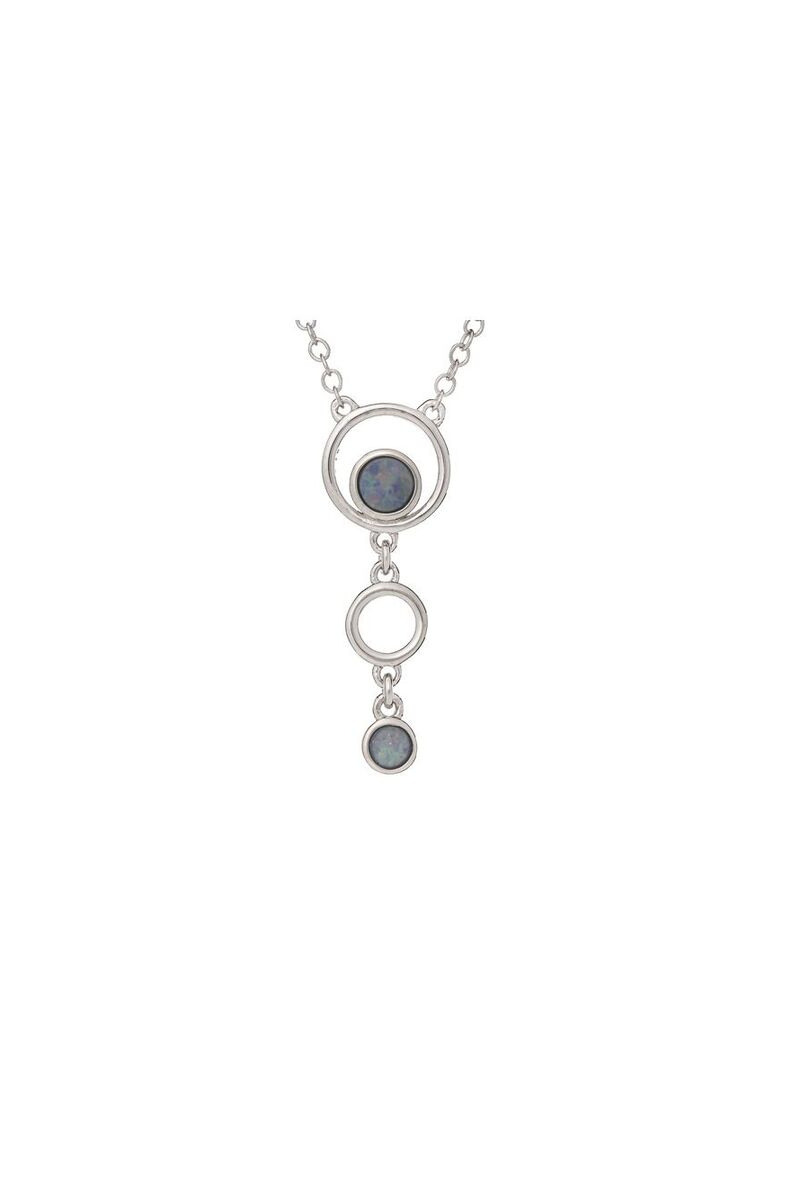 Grossiste OPALOOK FRANCE - Collier avec opale bleue doublet, argent 925, 42 + 3 cm - 05122NO