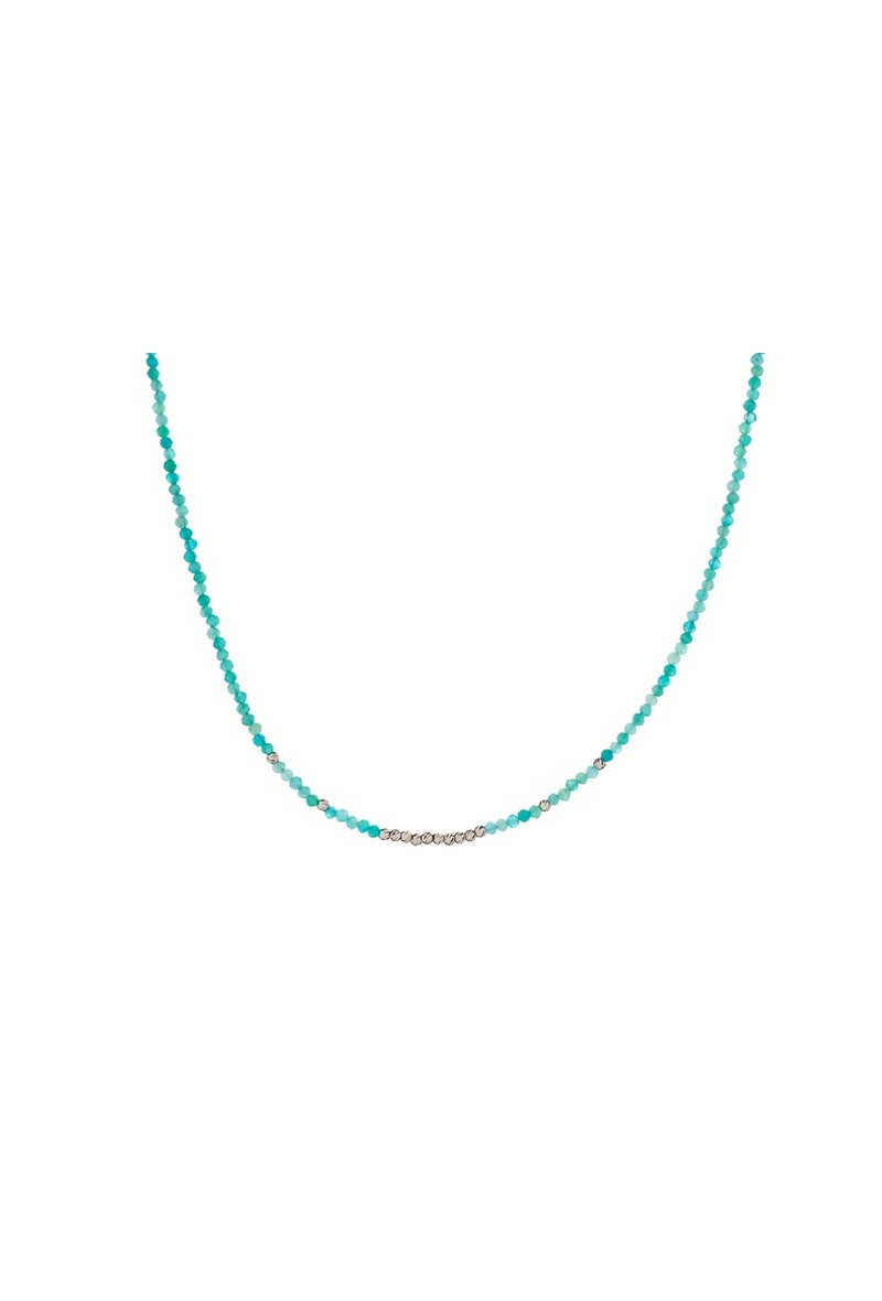Grossiste OPALOOK FRANCE - Collier avec amazonite bleue, en argent rhodié 925 - CJF-CL105-AM