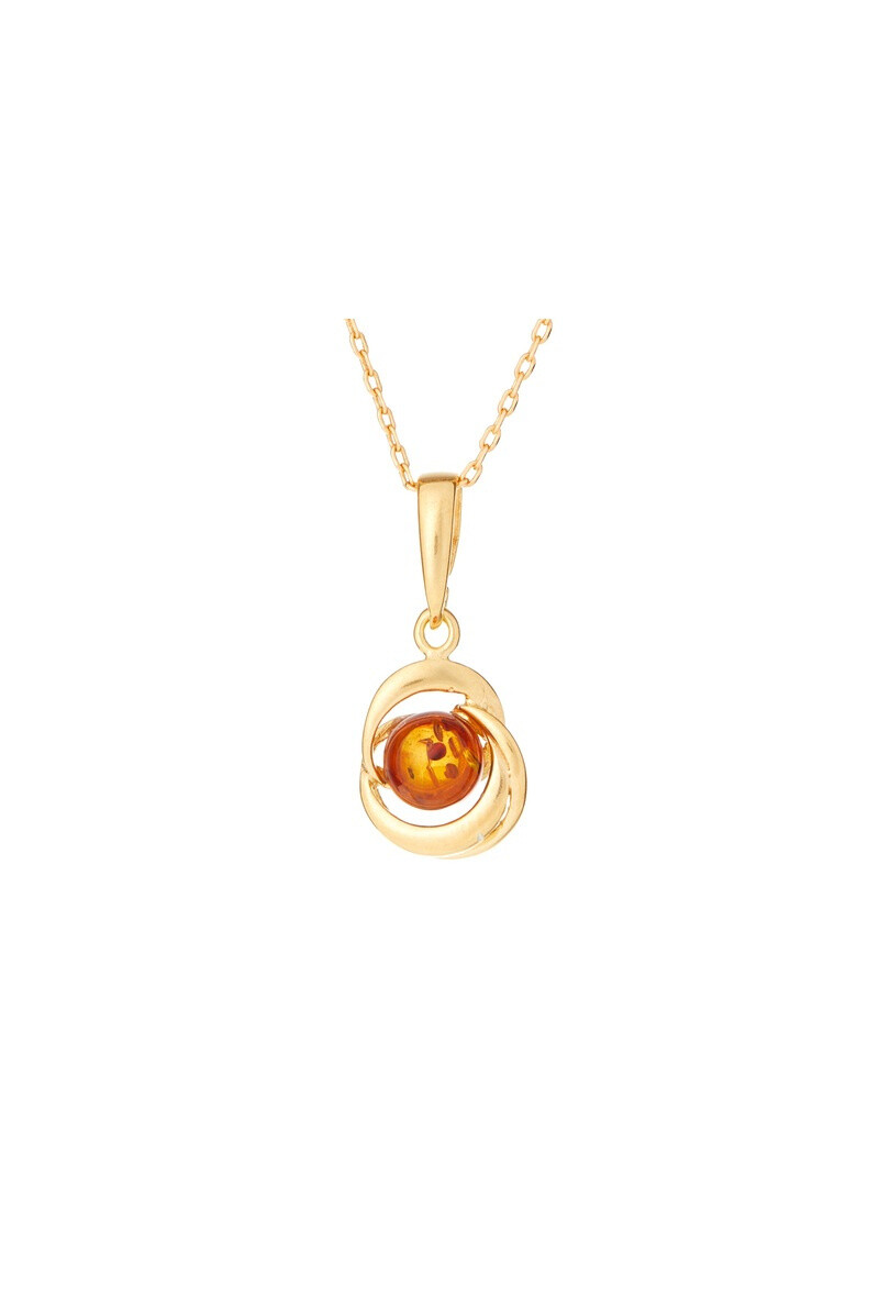 Cognac round cognac pendant, golden silver 925, 1+1.2 cm - AMW00147D - Cognac 2 - thumbnail