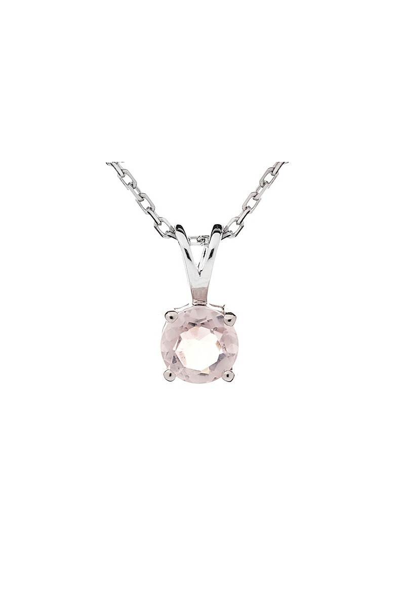 Wholesaler OPALOOK FRANCE - Round pendant with natural rose quartz, 925 silver - CVL-PE020-QR