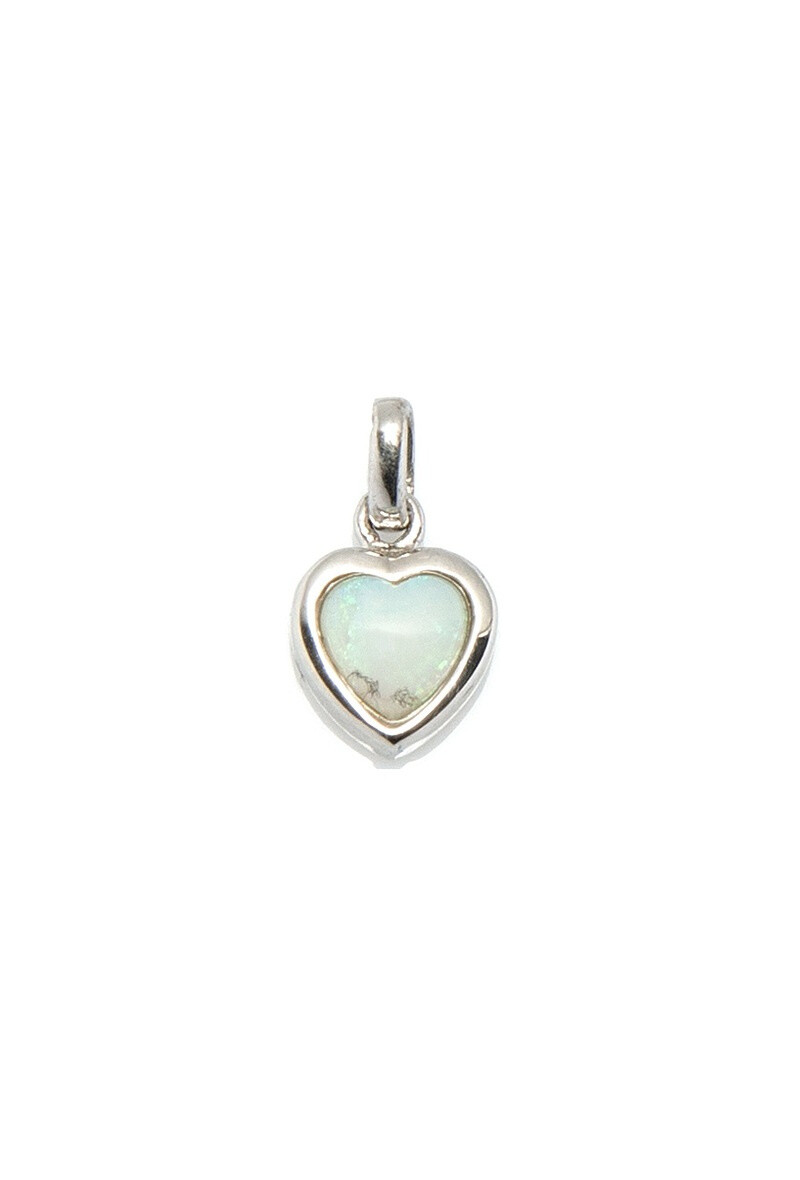 Wholesaler OPALOOK FRANCE - Heart pendant with natural white opal, 925 silver - 01876poz