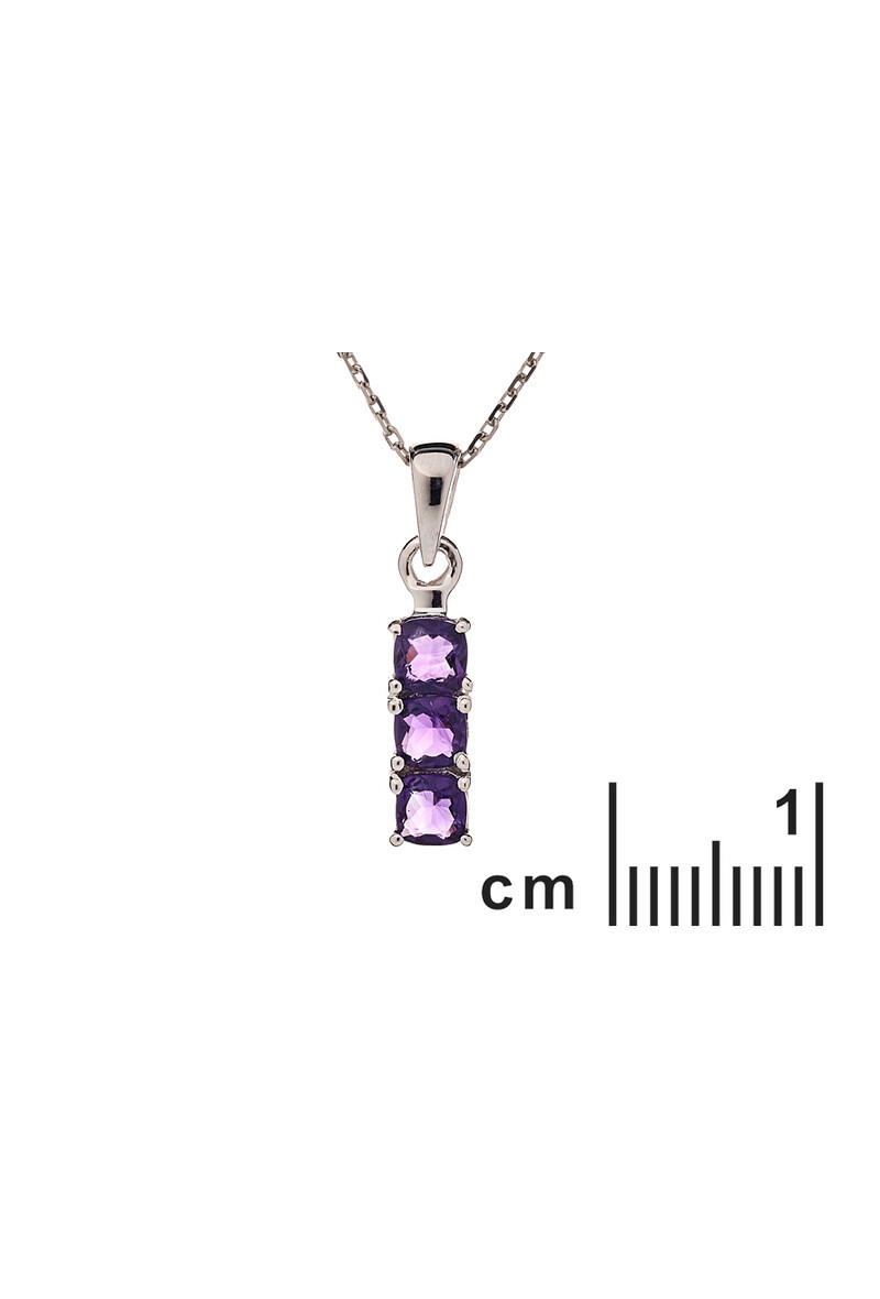 Wholesaler OPALOOK FRANCE - Pendant with round violet amethyst, 925 silver - CVL-PE021-AM