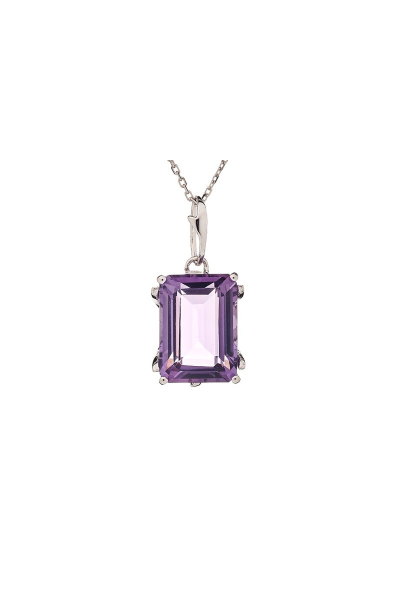 Wholesaler OPALOOK FRANCE - Rectangular pendant with amethyst, 925 silver-CVL-PE016-AM