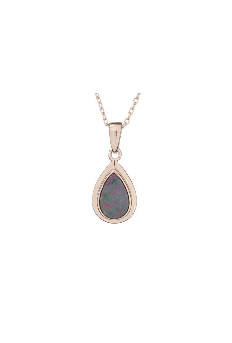 Wholesaler OPALOOK FRANCE - Pendant with blue doublet opal, 925 silver, 1.2 cm - PE085P