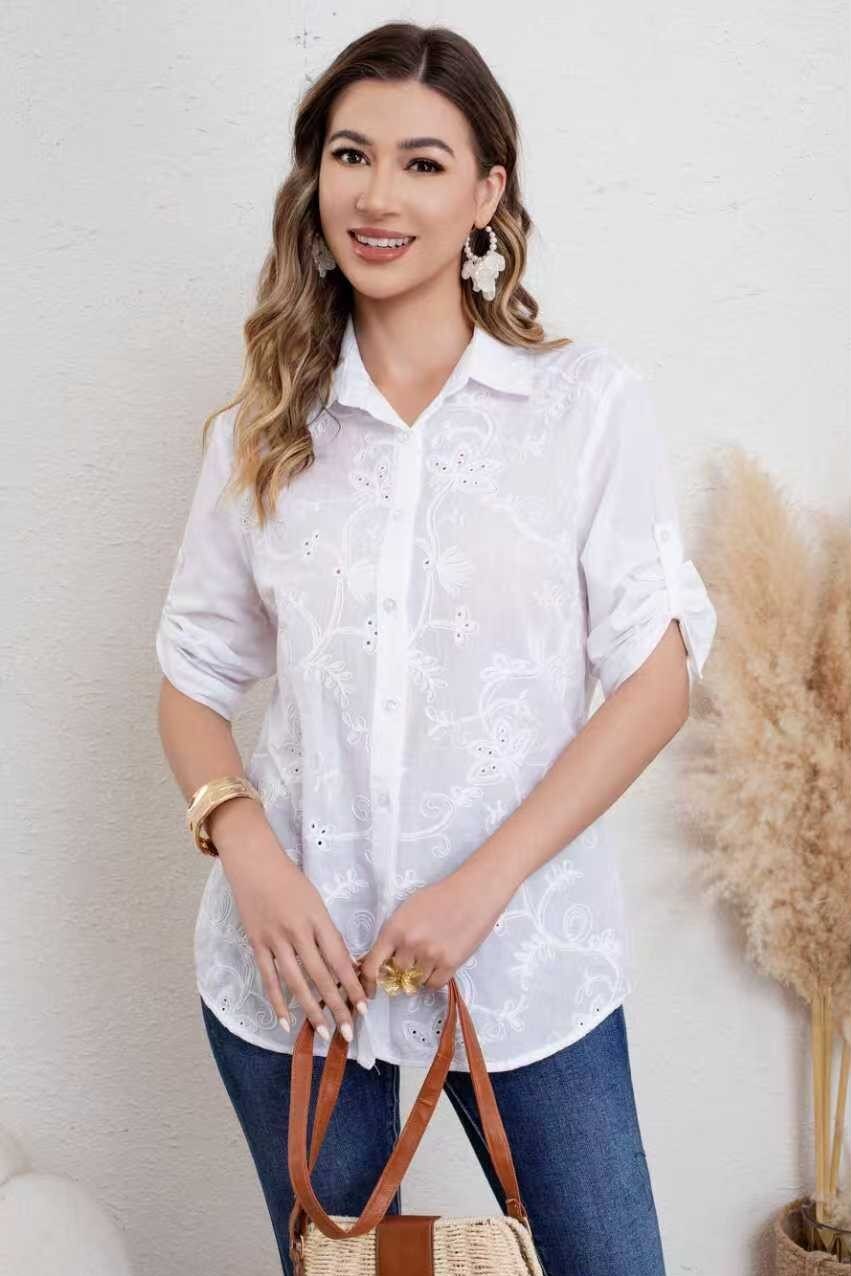 Grossista OPTIMUM FASHION - CAMICIA RICAMATA Bianco