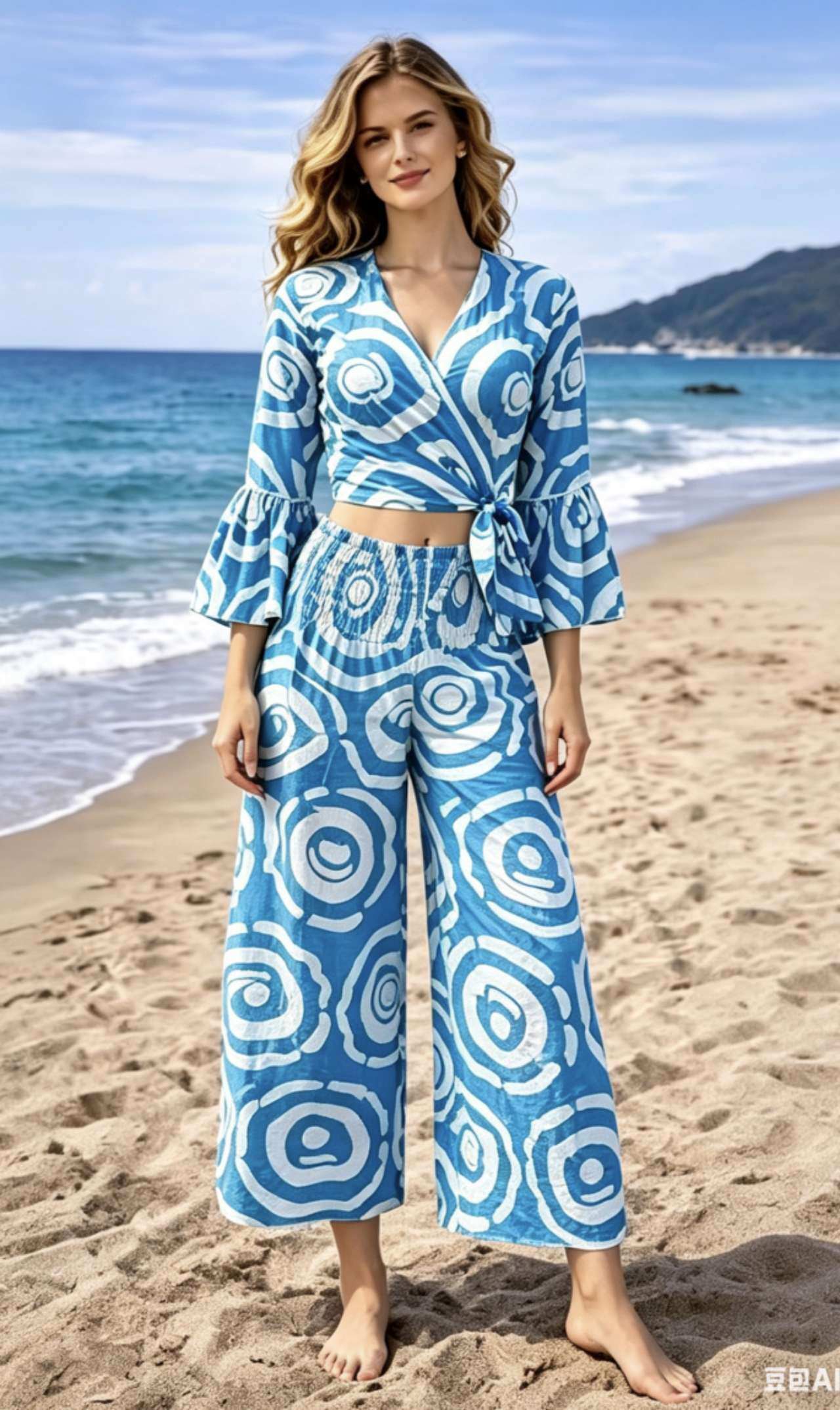 Wholesaler OPTIMUM FASHION - SET wrap shawl + high-waisted wide-leg pants
