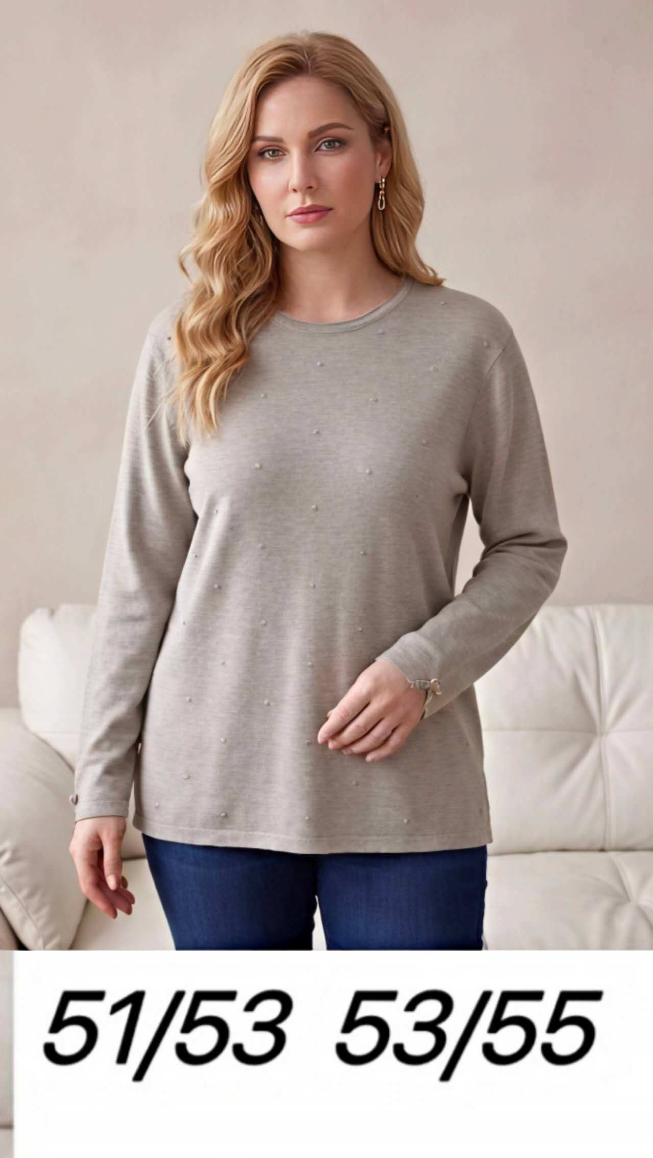 Wholesaler OPTIMUM FASHION - Plus size crew neck sweater with gold and silver threads