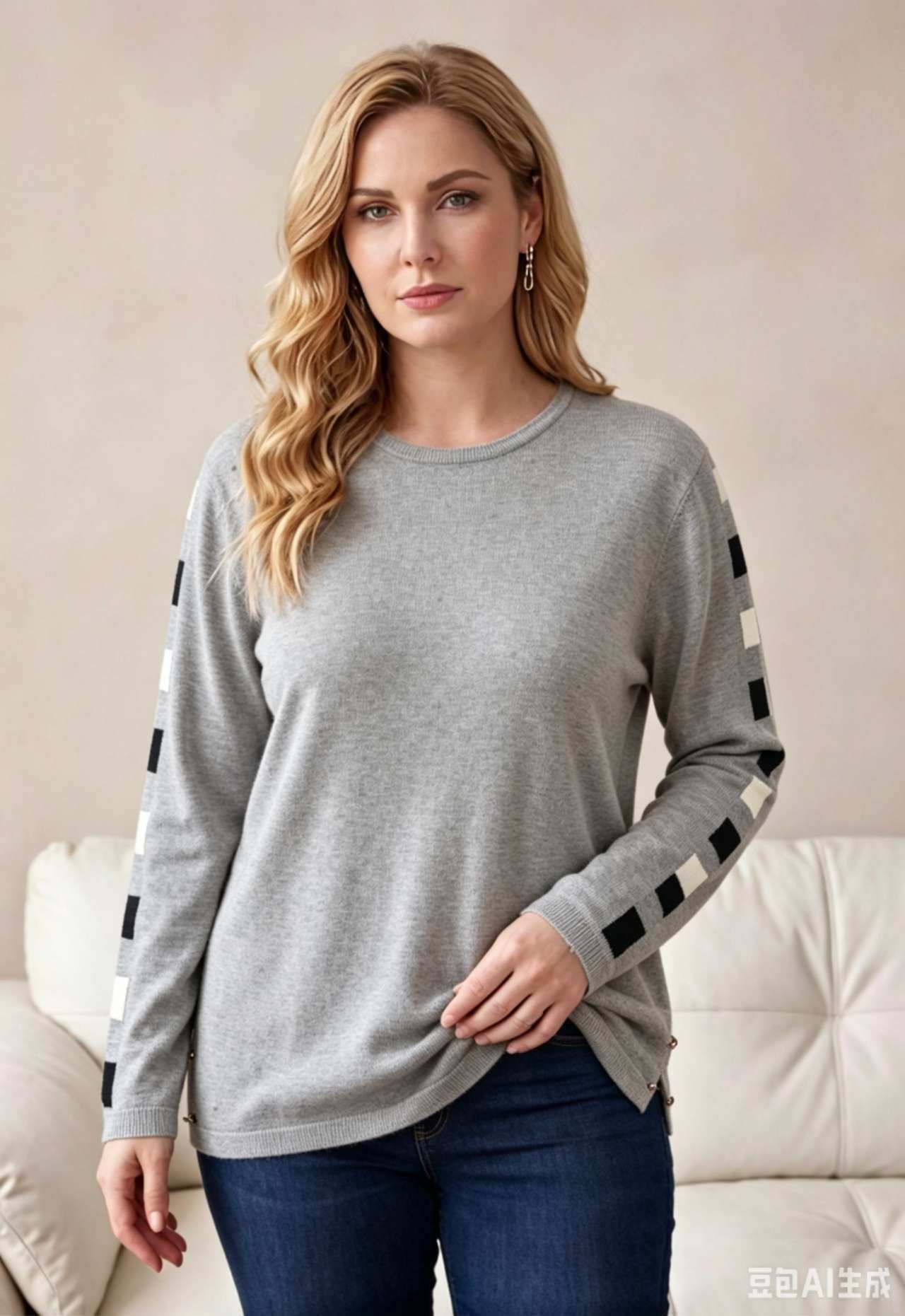 Wholesaler OPTIMUM FASHION - Crew neck jacquard sweater