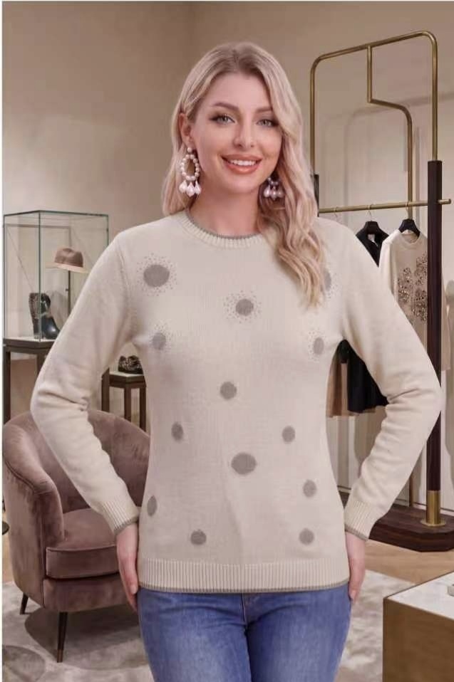 Wholesaler OPTIMUM FASHION - Crew neck sweater in polka dot jacquard knit