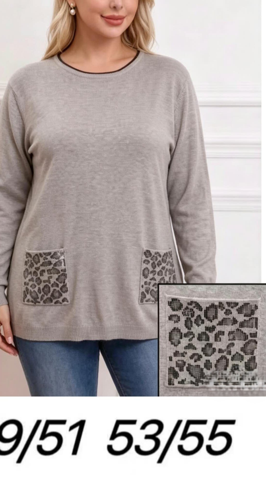 Wholesaler OPTIMUM FASHION - Plus size jacquard crew neck sweater