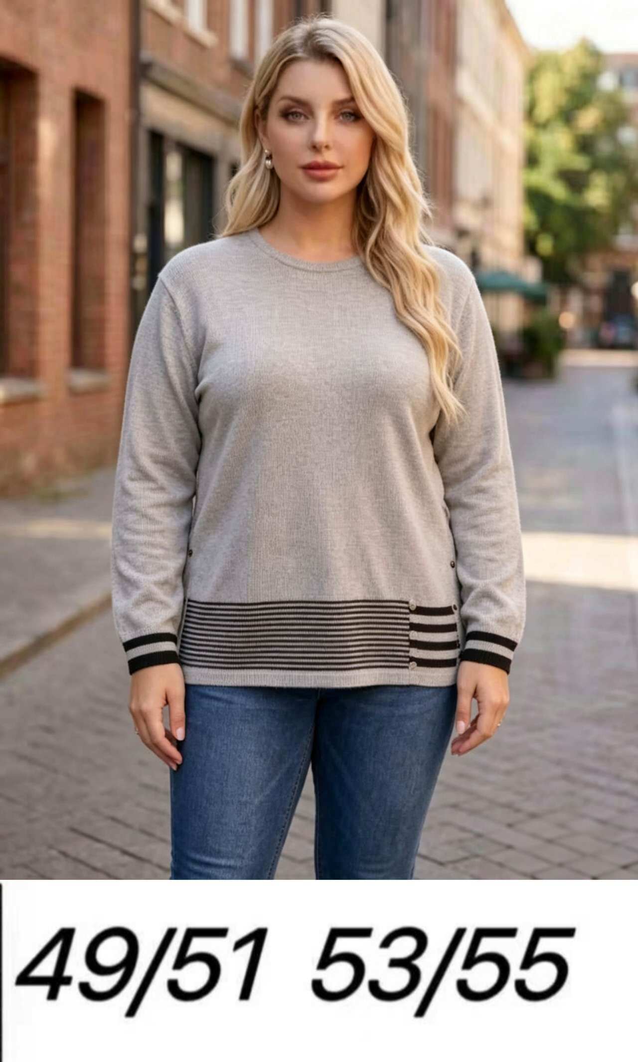 Wholesaler OPTIMUM FASHION - Plus size jacquard crew neck sweater