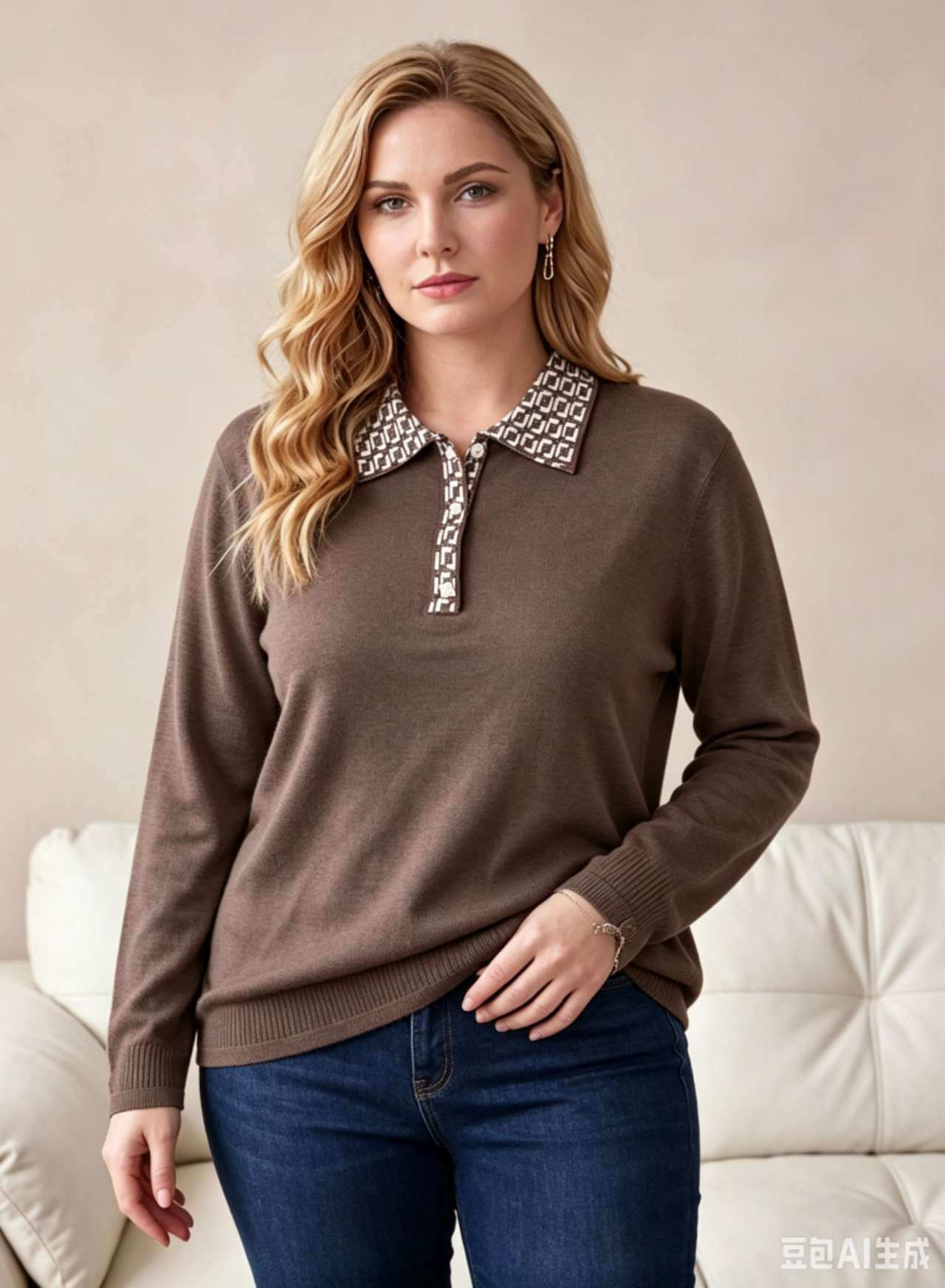 Wholesaler OPTIMUM FASHION - Jacquard sweater WITH POLO COLLAR