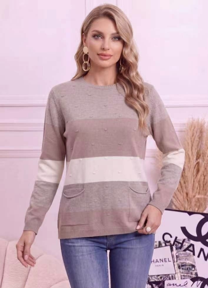 Wholesaler OPTIMUM FASHION - Striped crewneck sweater with color blocks