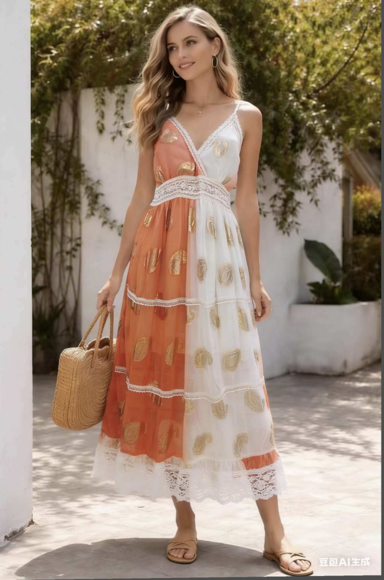 Grossista OPTIMUM FASHION - Abito con stampa floreale dorata