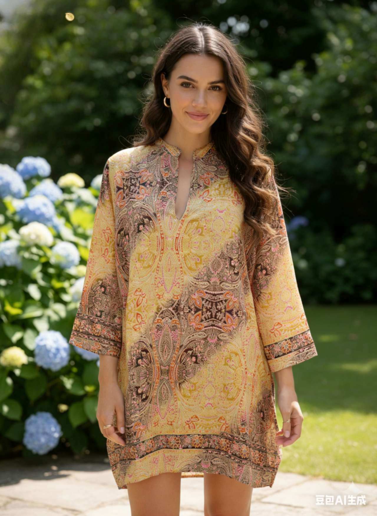 Wholesaler OPTIMUM FASHION - Printed short beach cover-up dress