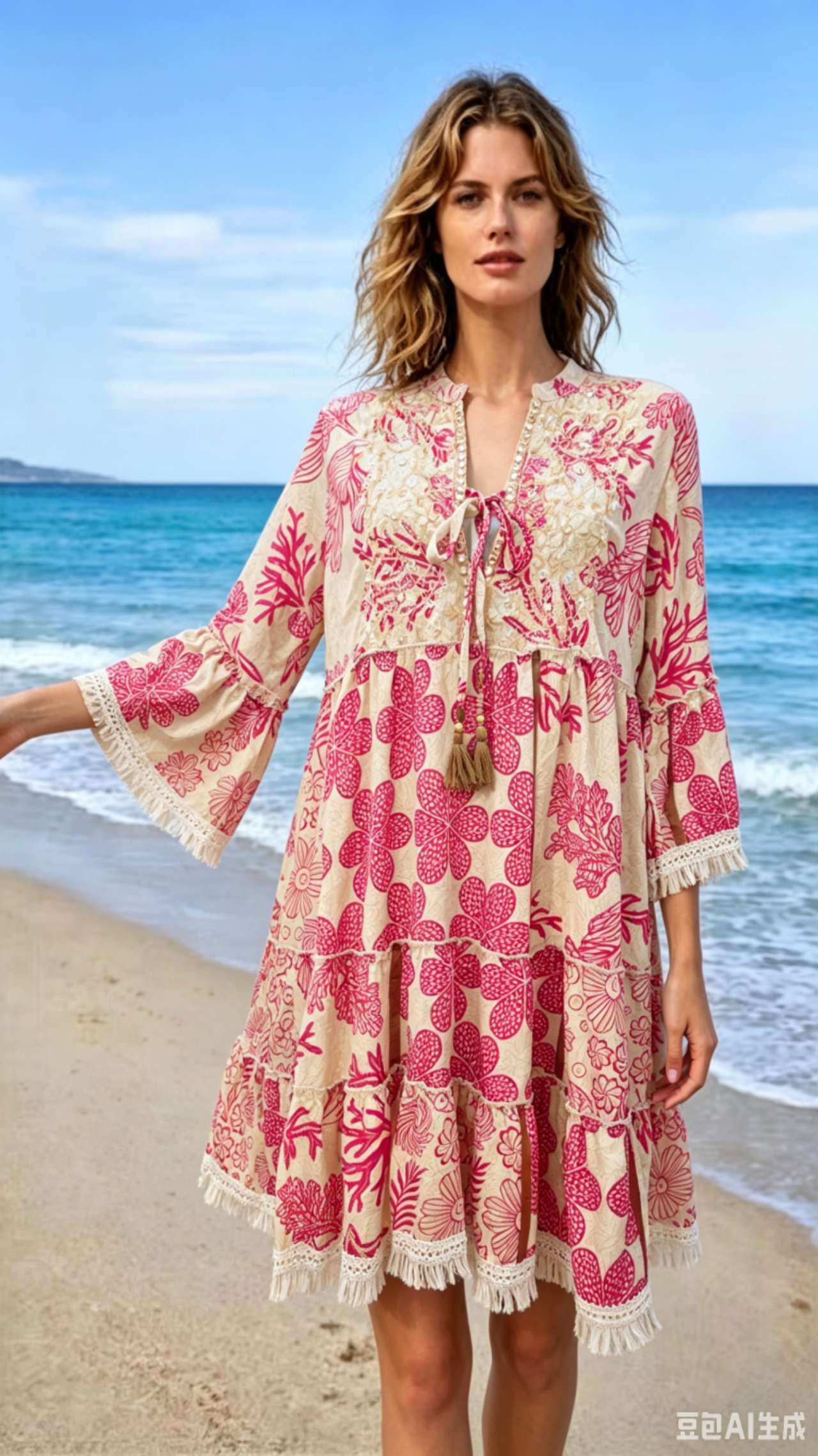 Wholesaler OPTIMUM FASHION - Embroidered short dress – Boho chic style/WIDTH-58CM.LENGTH-100CM