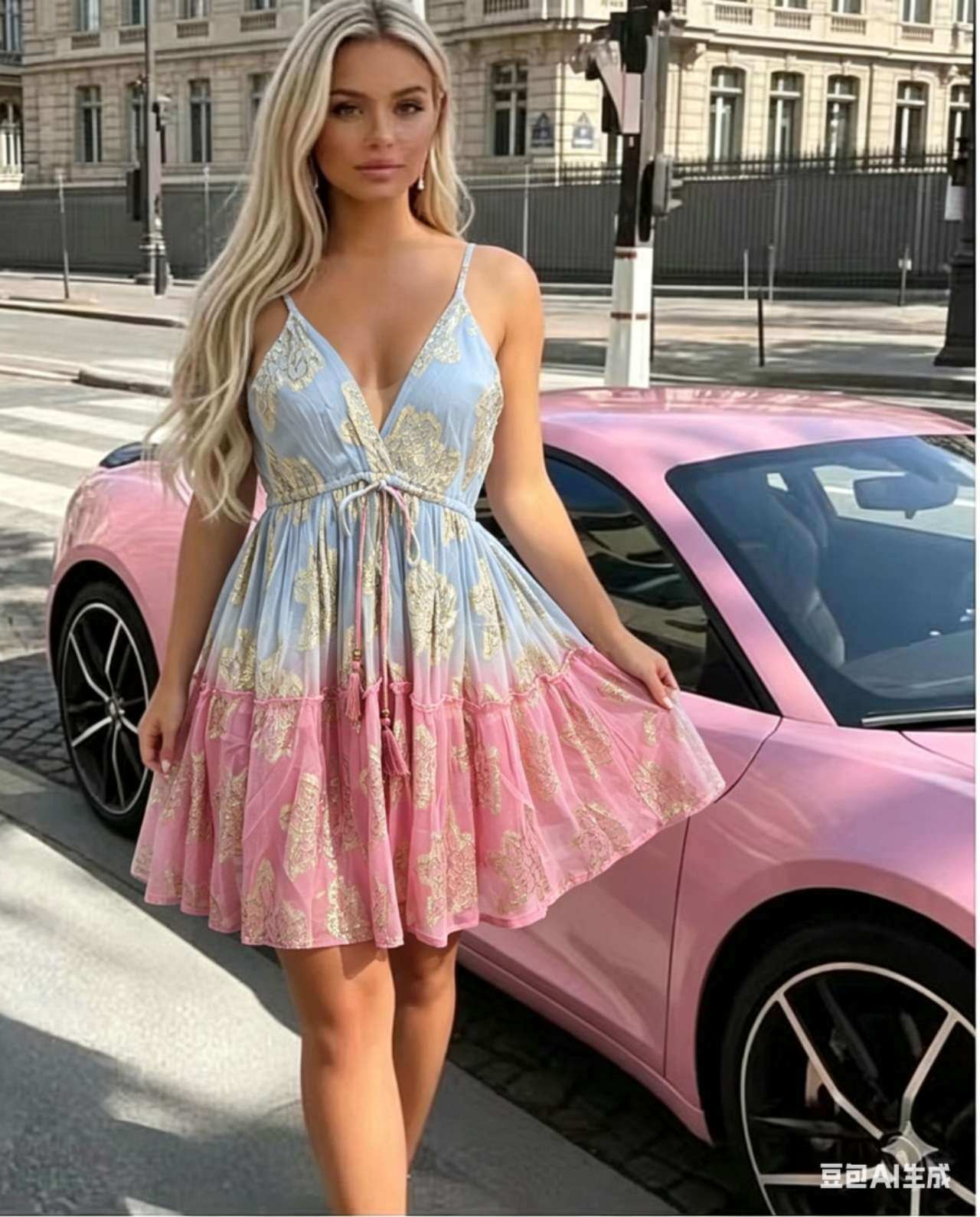 Wholesaler OPTIMUM FASHION - Dress with golden floral print
