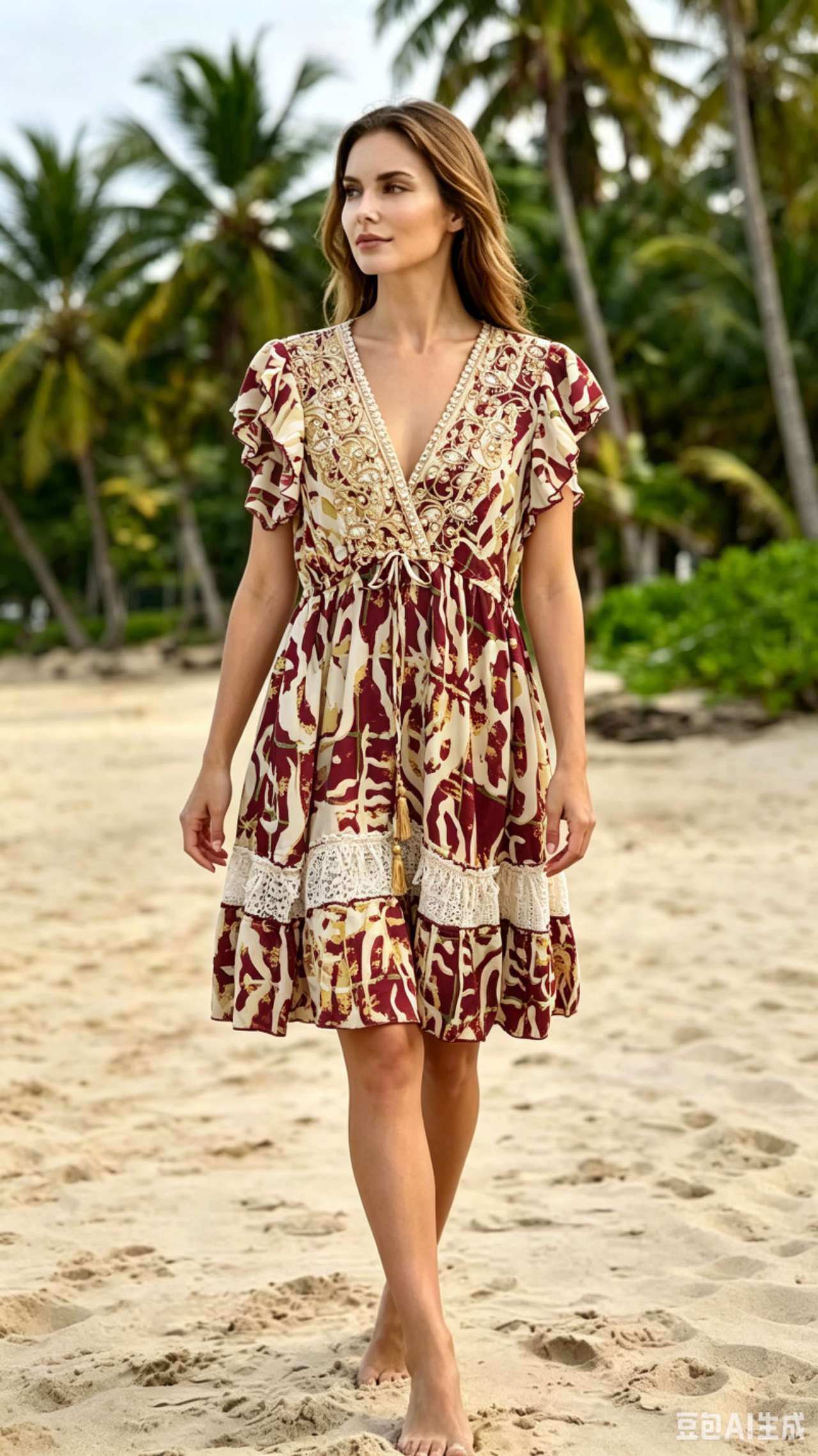 Wholesaler OPTIMUM FASHION - Vintage printed and embroidered dress