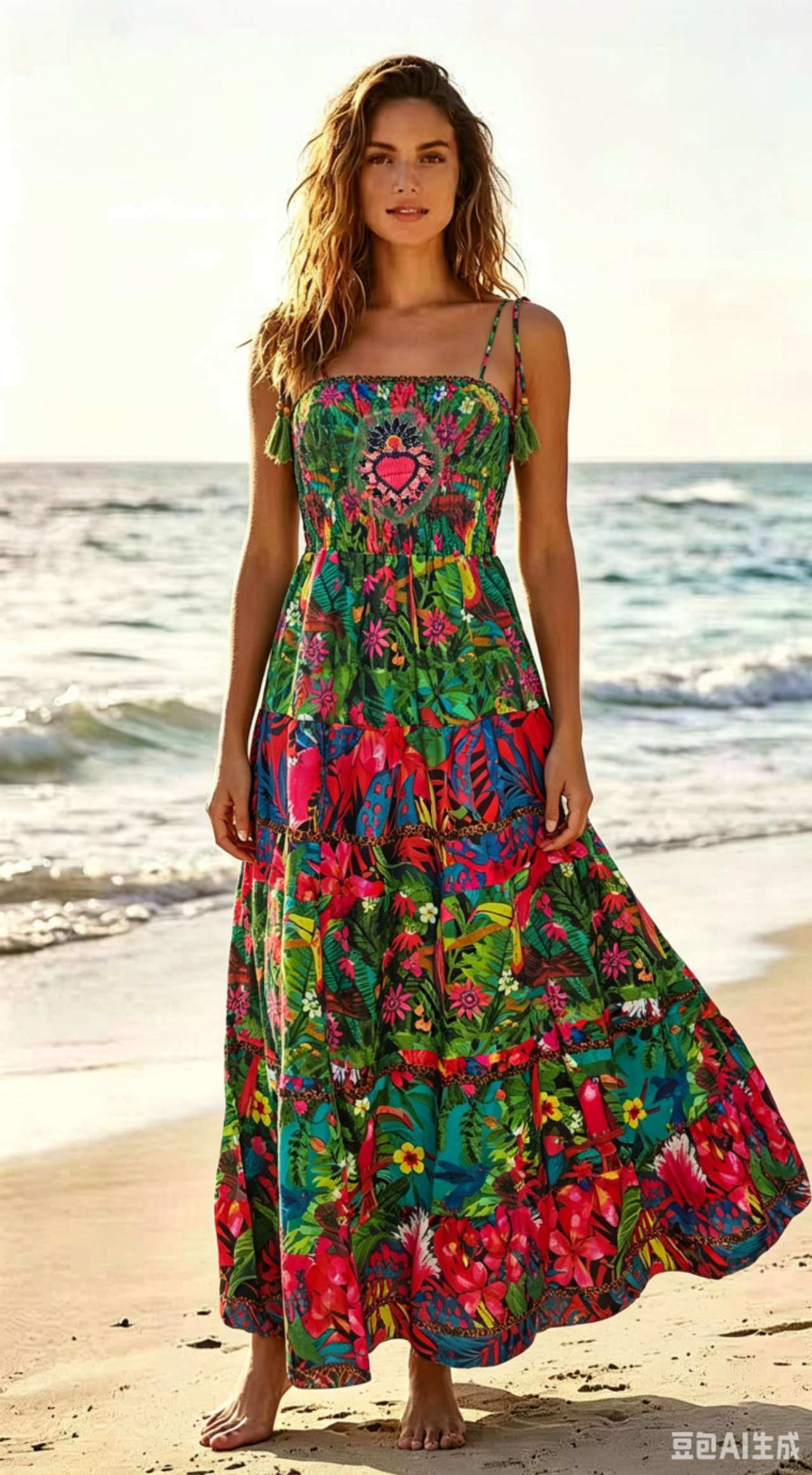 Grossista OPTIMUM FASHION - Prendisole in stile bohémien con stampa tropicale
