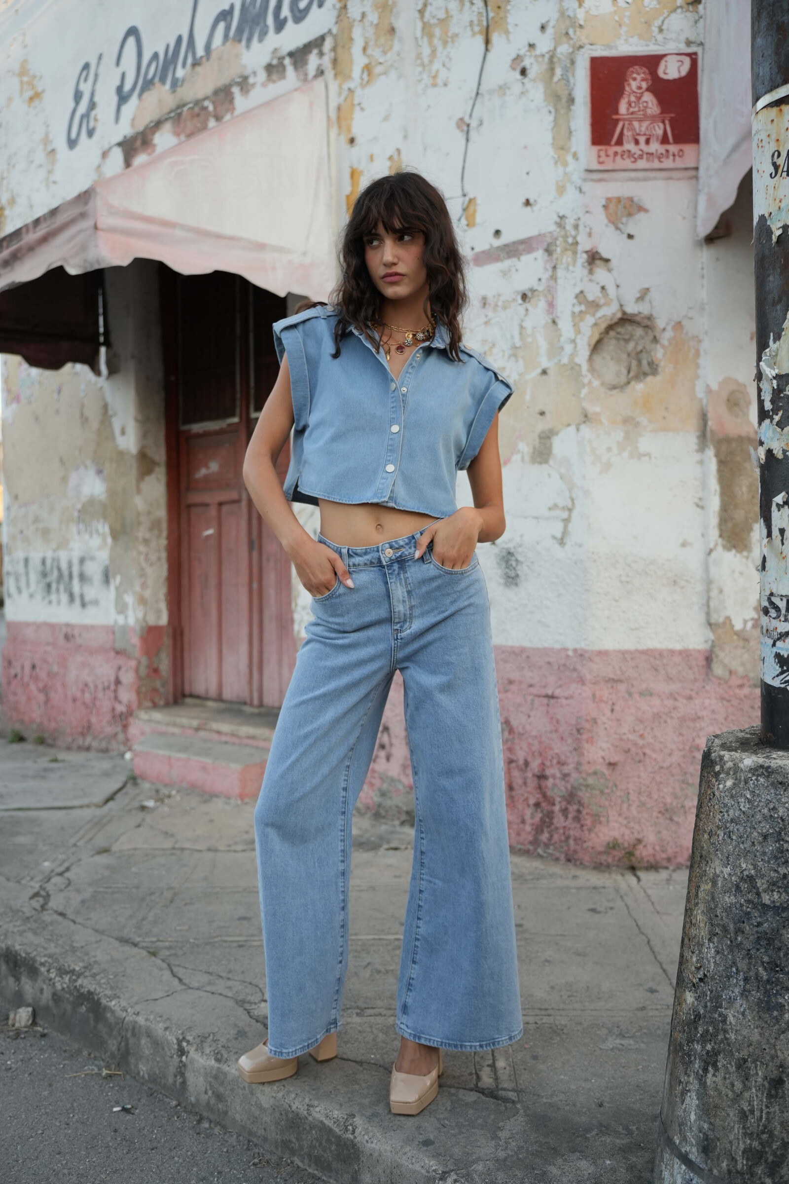 Großhändler ORAIJE PARIS - Jeans mit weitem Bein und Leopardenmuster